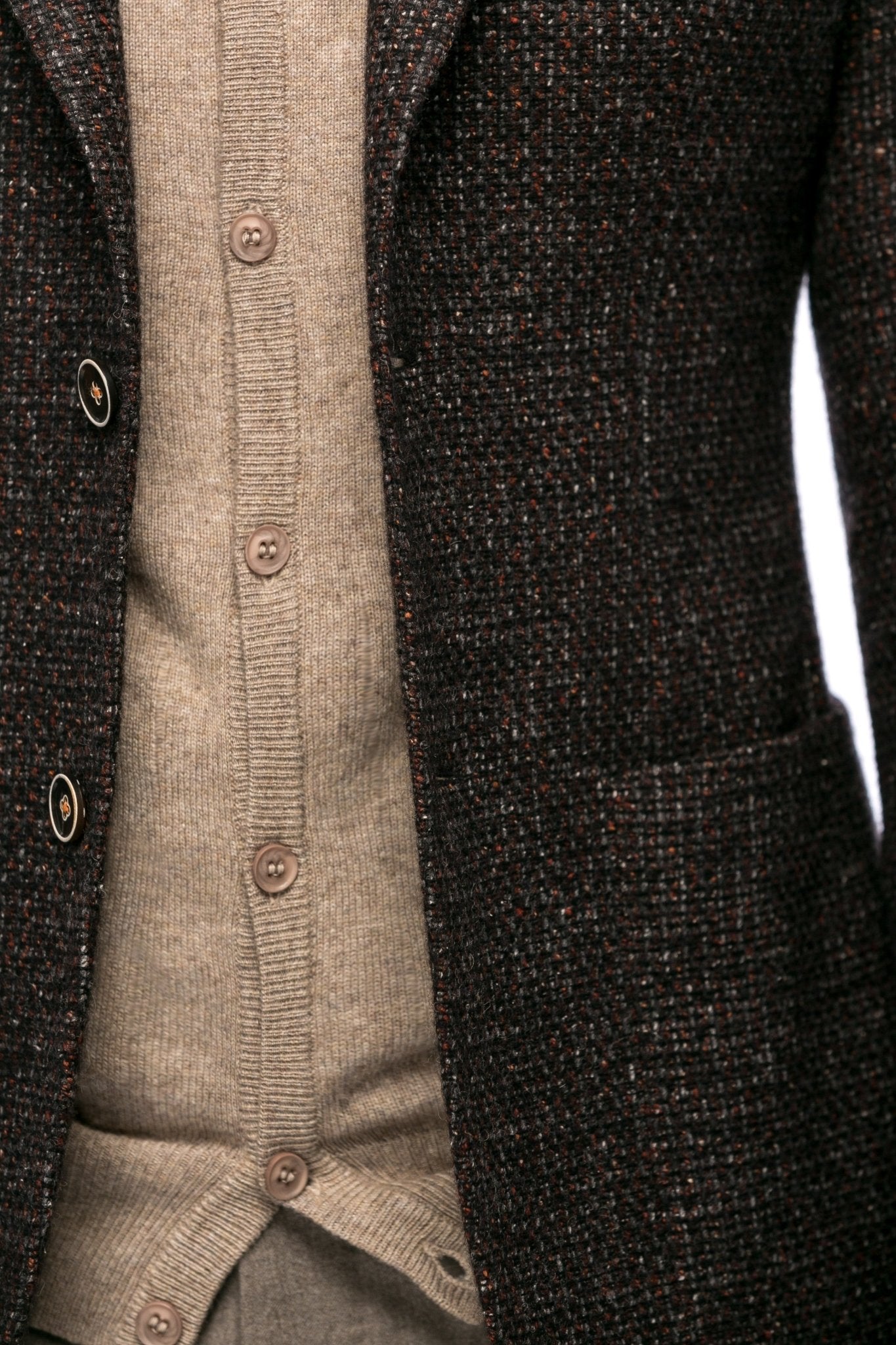 Sacou houndstooth maro, slim fit - Viggo