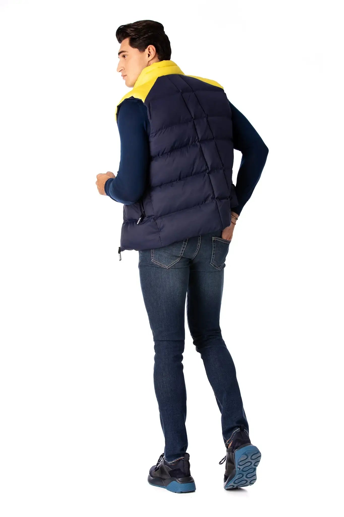 Navy Sport Vest With White And Yellow