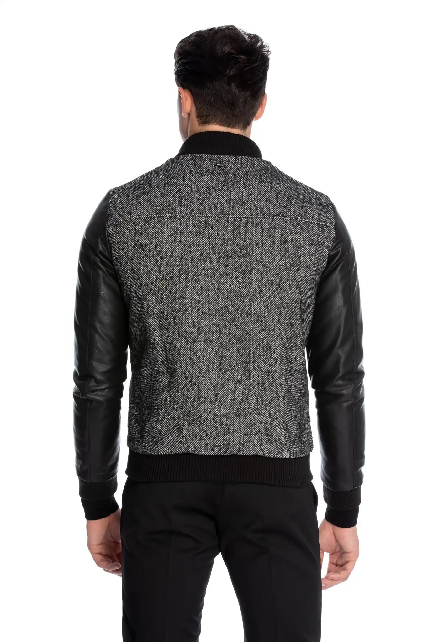 Jacket With Leather Sleeves