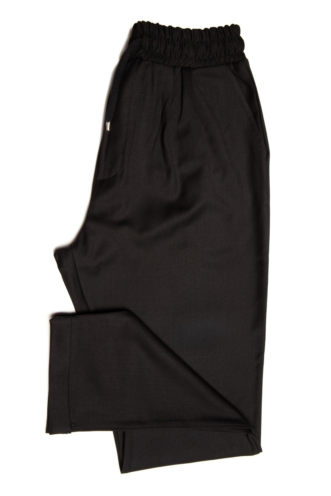Black Pants With Drawstring And Clips