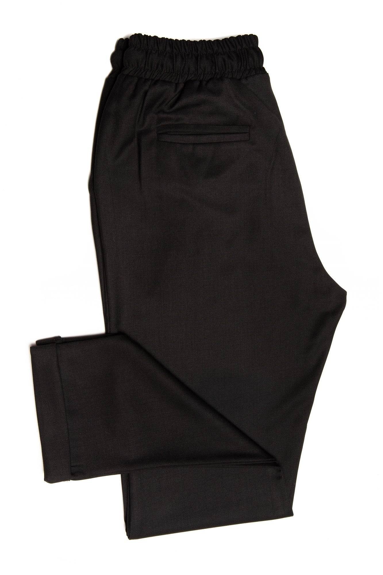Black Pants With Drawstring And Clips