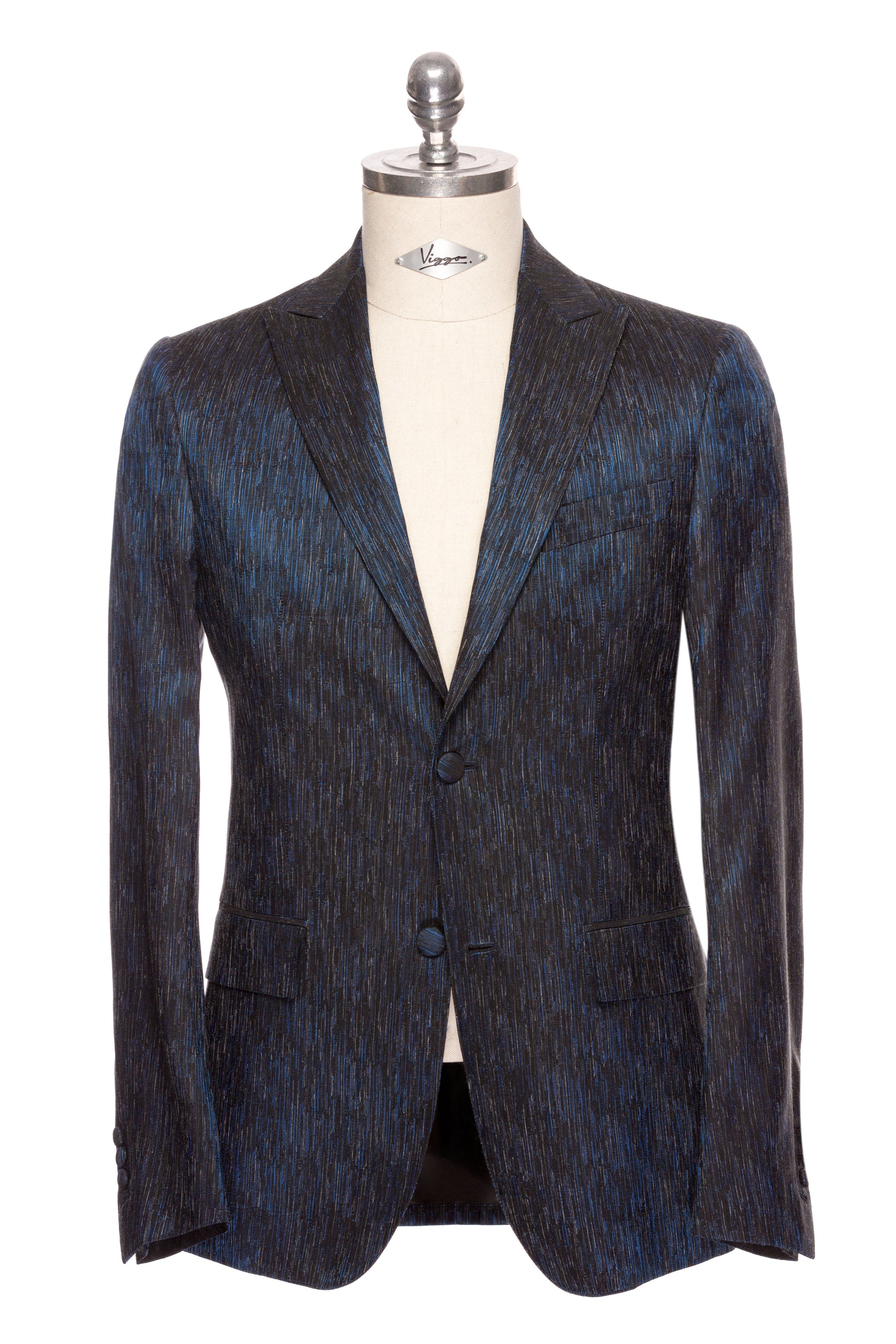 Textured blue tuxedo jacket