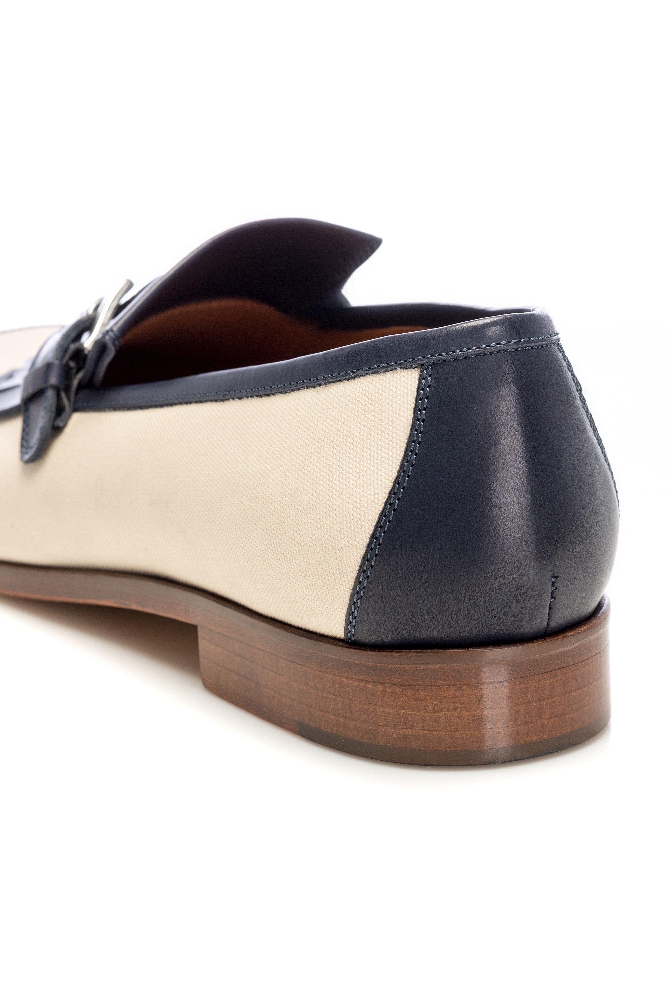 Mocasini tassel bicolori din piele si textil
