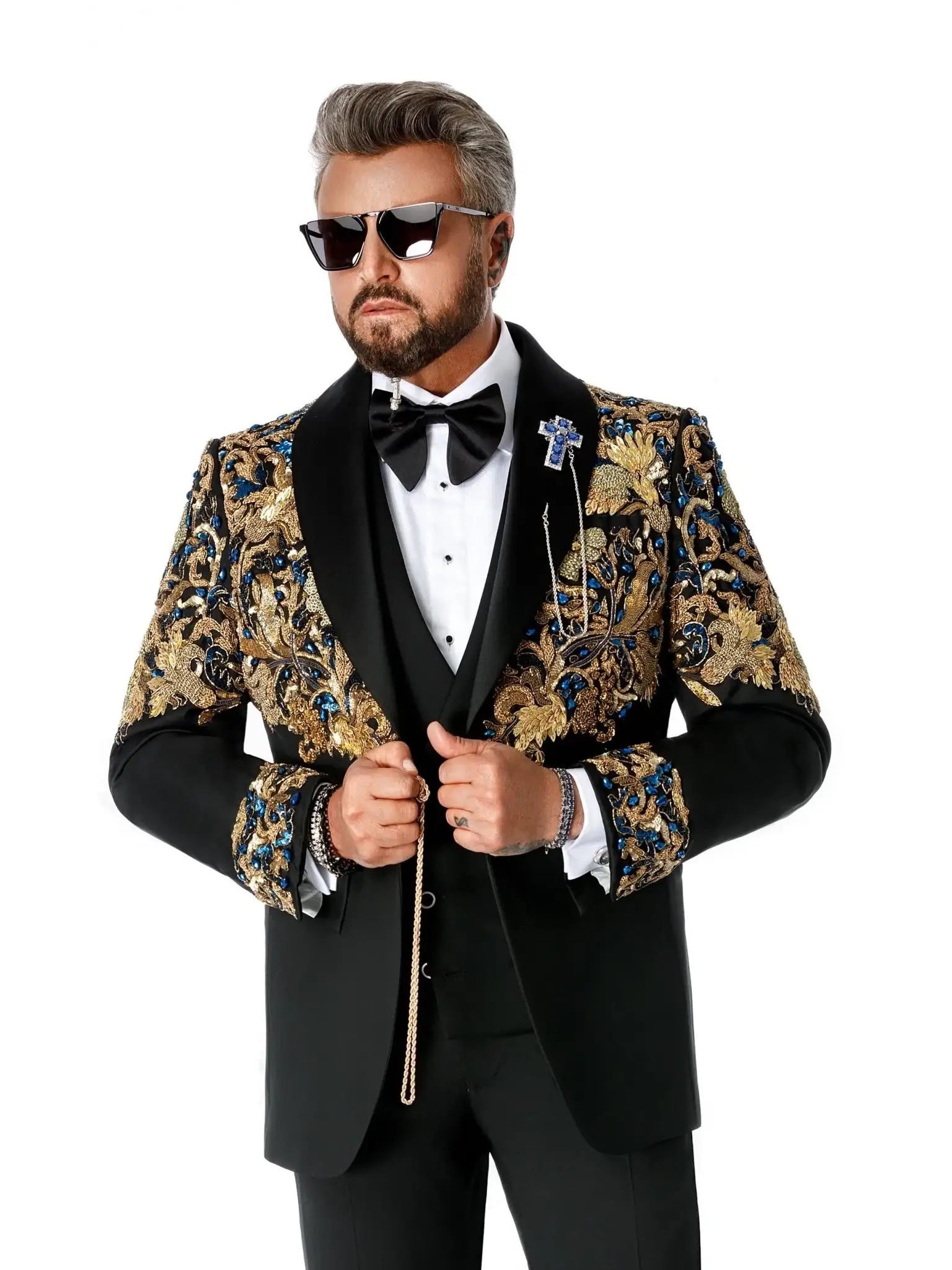 Sacou smoking made to measure cu broderie si pietre naturale