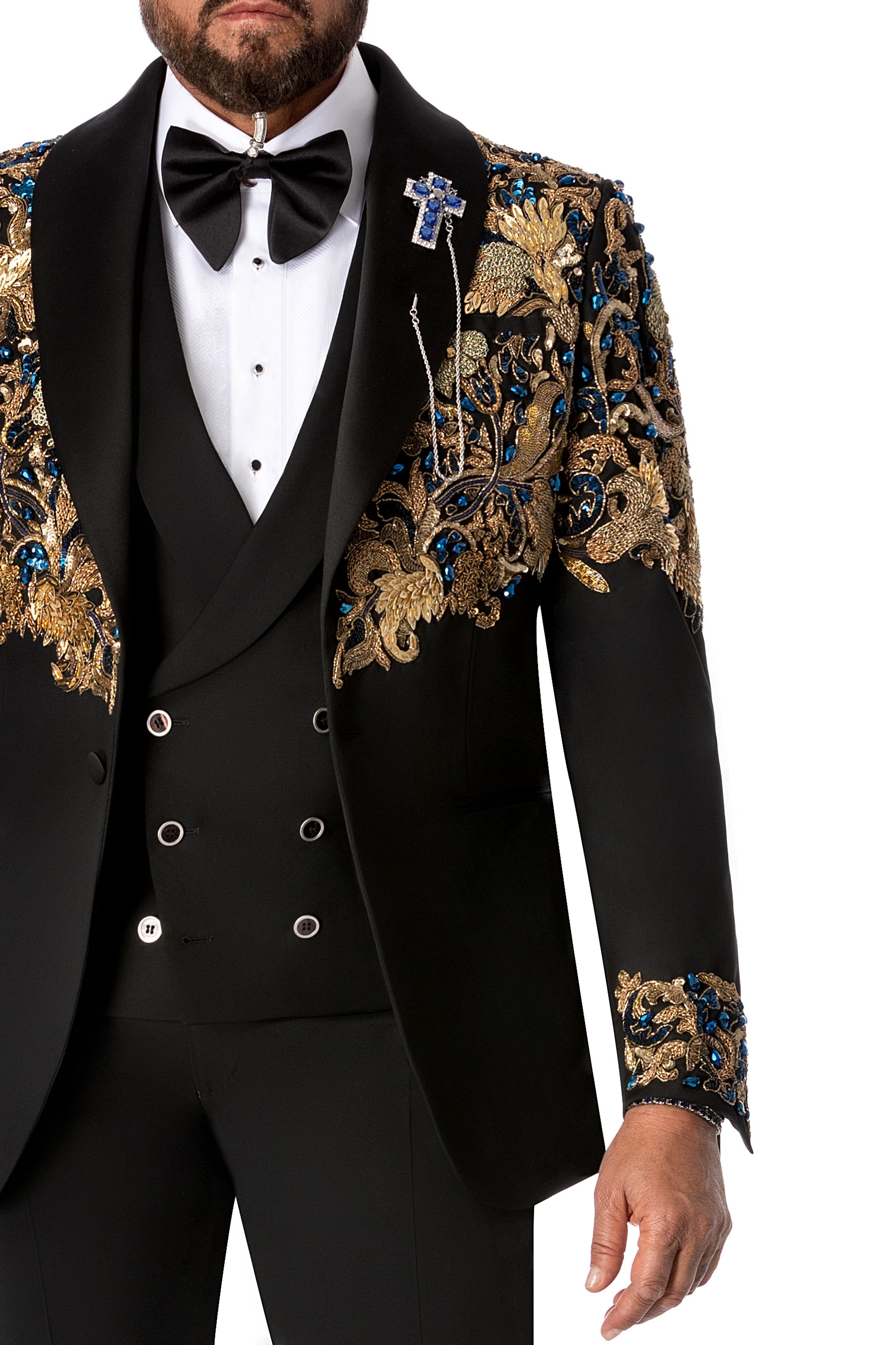 Sacou smoking made to measure cu broderie si pietre naturale