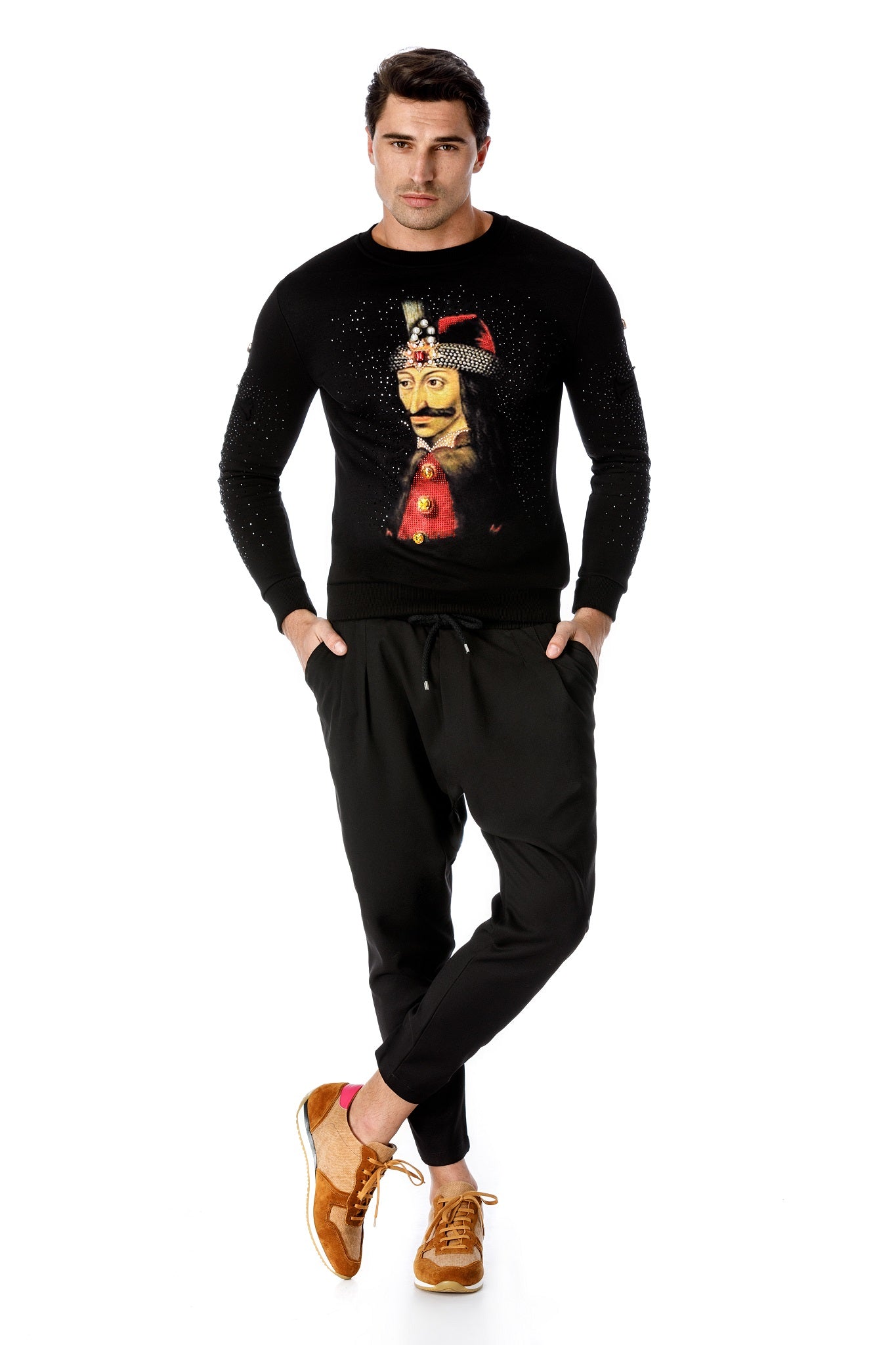 Black Pants With Drawstring And Clips