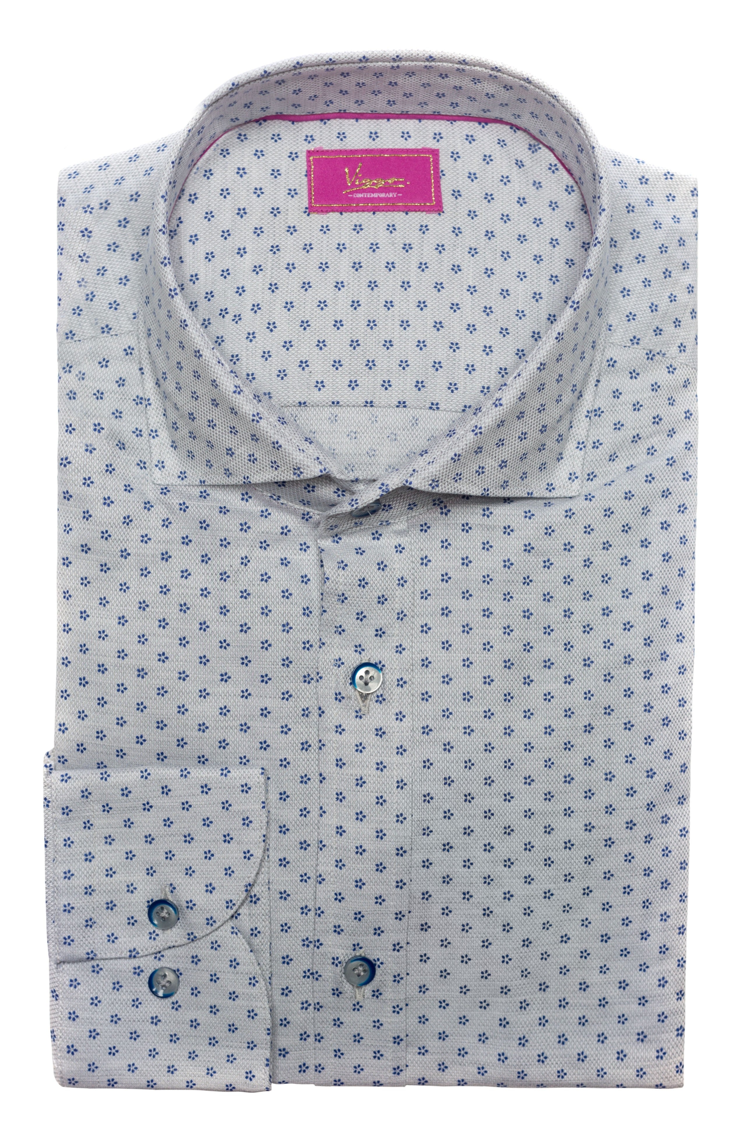 Gray Shirt With Blue Popcorns