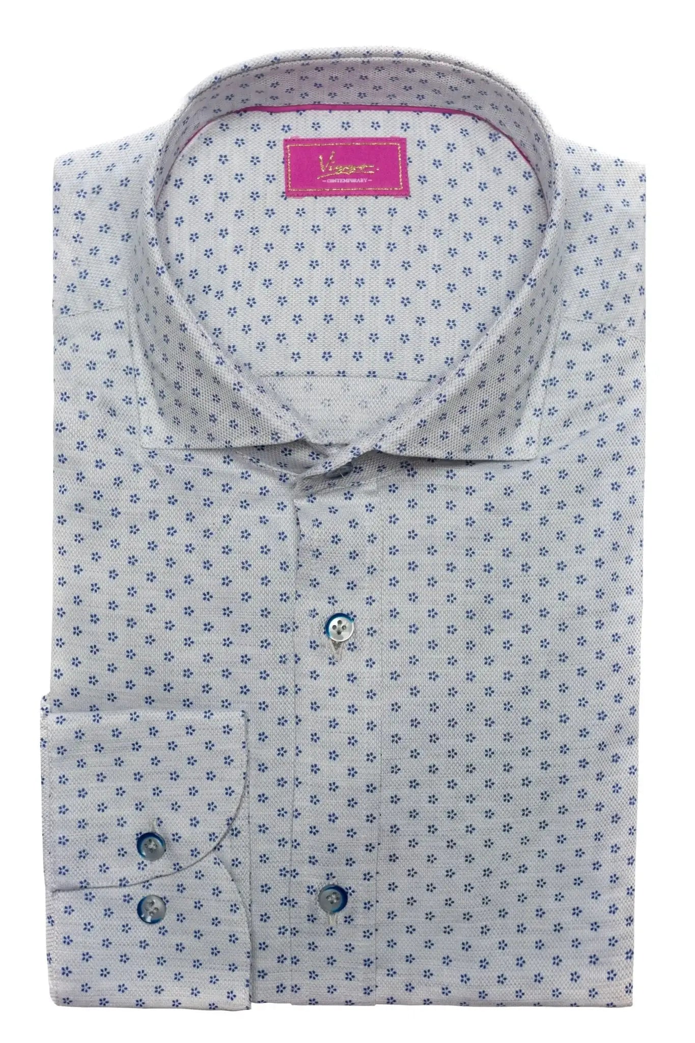 Camasa Gri Cu Floricele Albastre