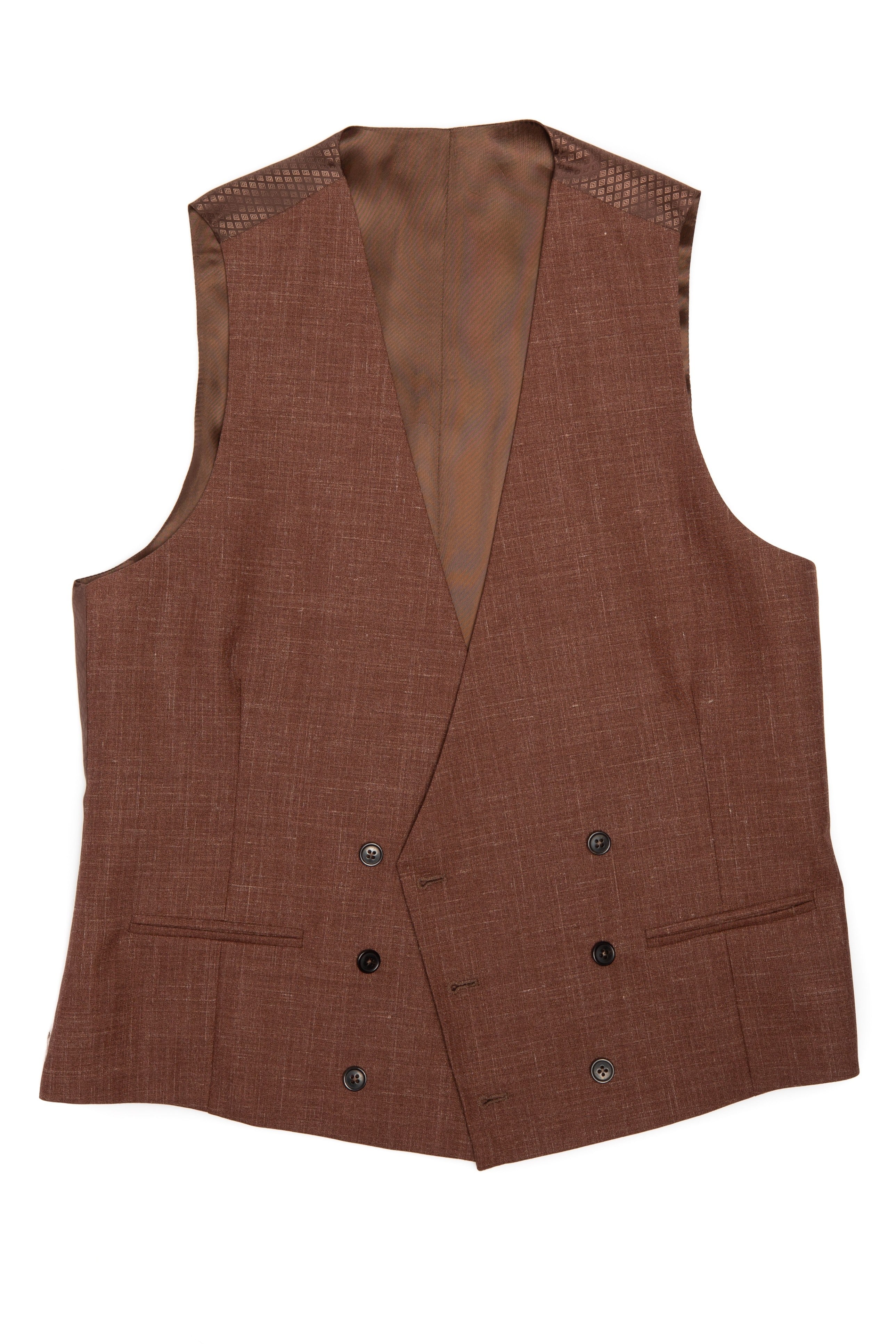 Brown Business Vest With 2 Rows Of Buttons