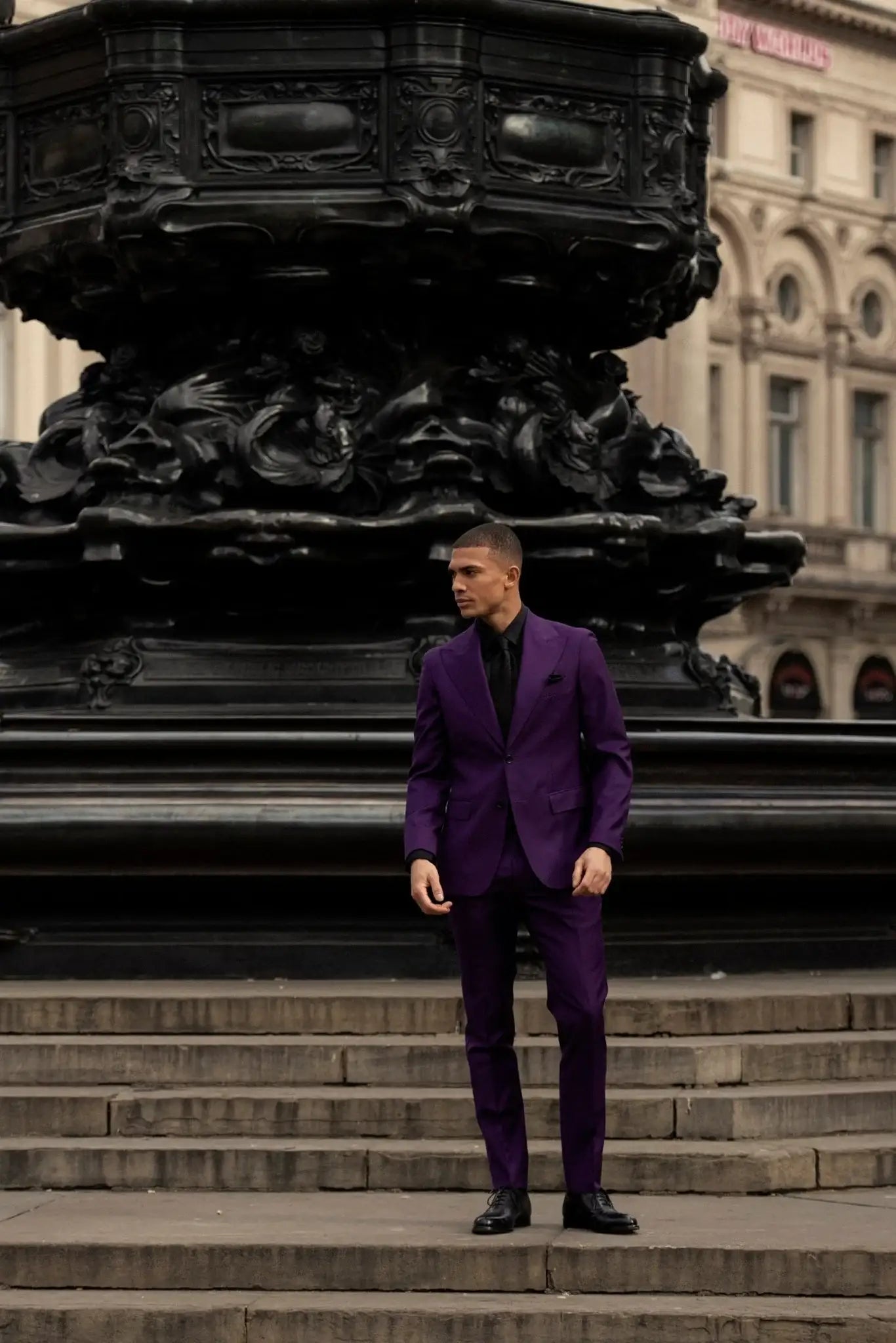 Purple two-piece suit, tailored fit