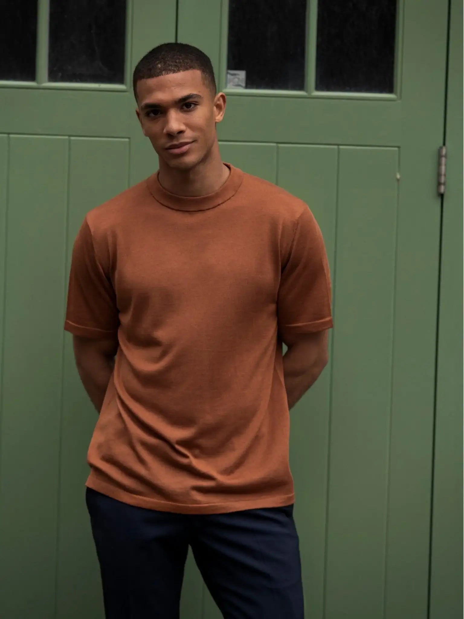 Camel t-shirt made of natural silk and merino wool