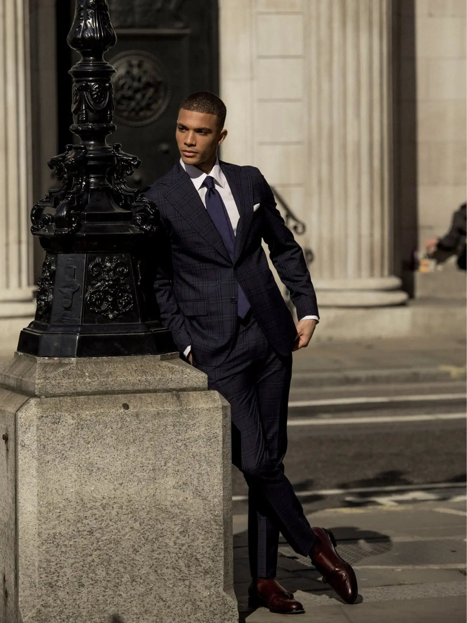 Costum tesatura Vitale Barberis, carouri navy, tailored fit