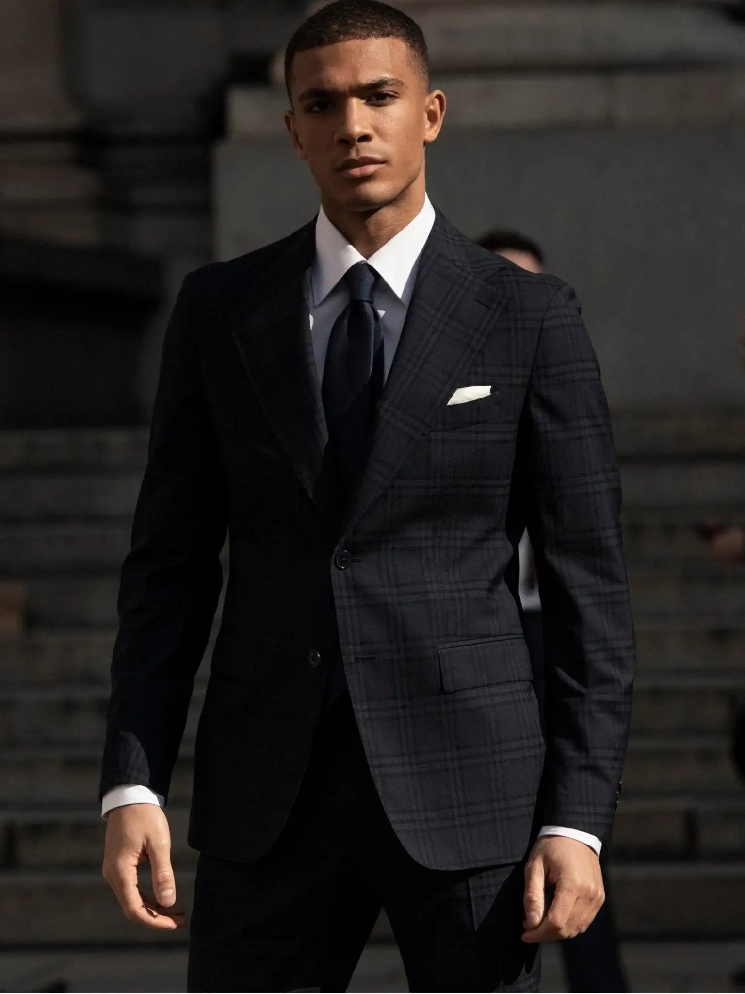 Costum tesatura Vitale Barberis, carouri navy, tailored fit