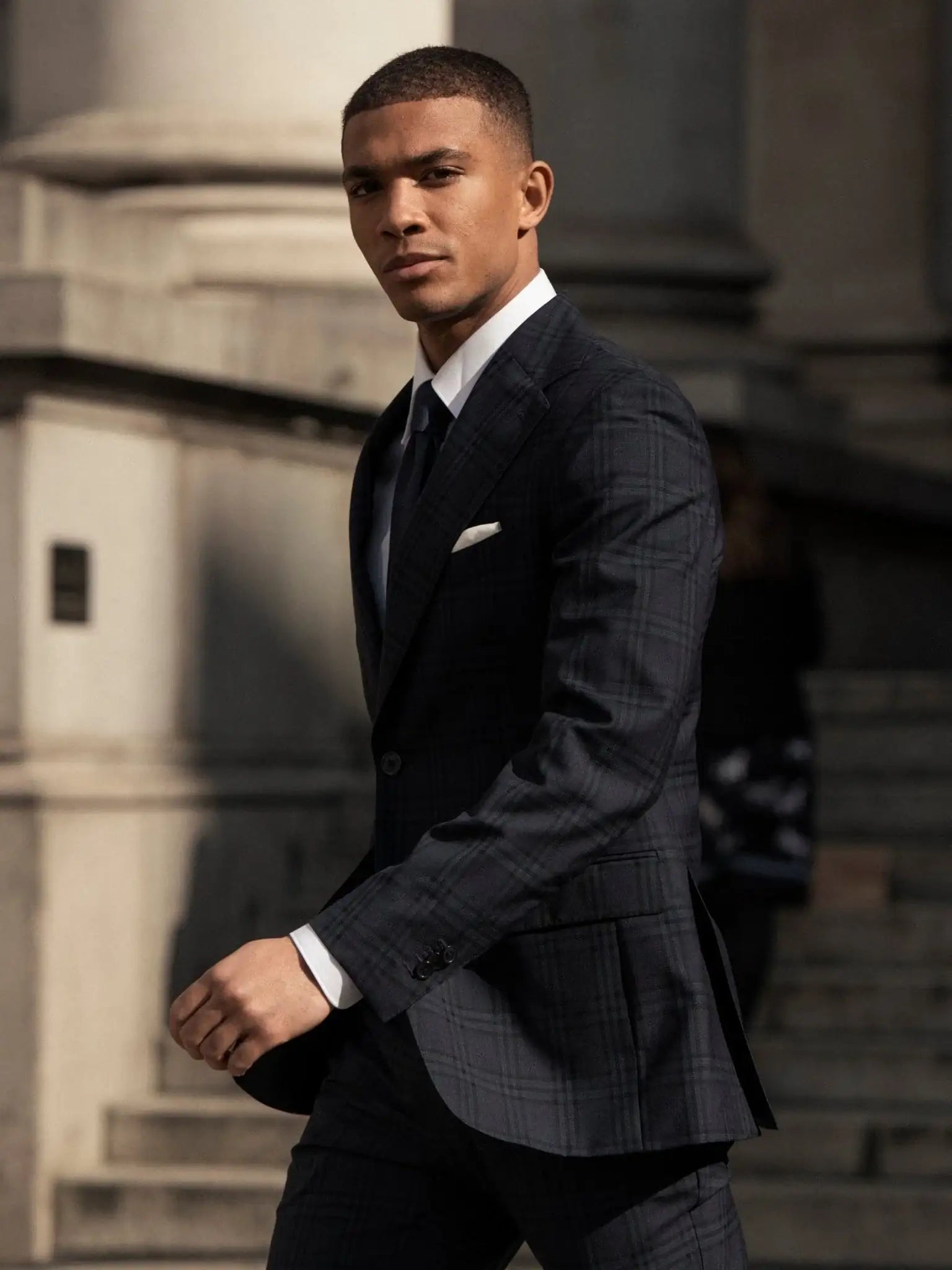 Costum tesatura Vitale Barberis, carouri navy, tailored fit