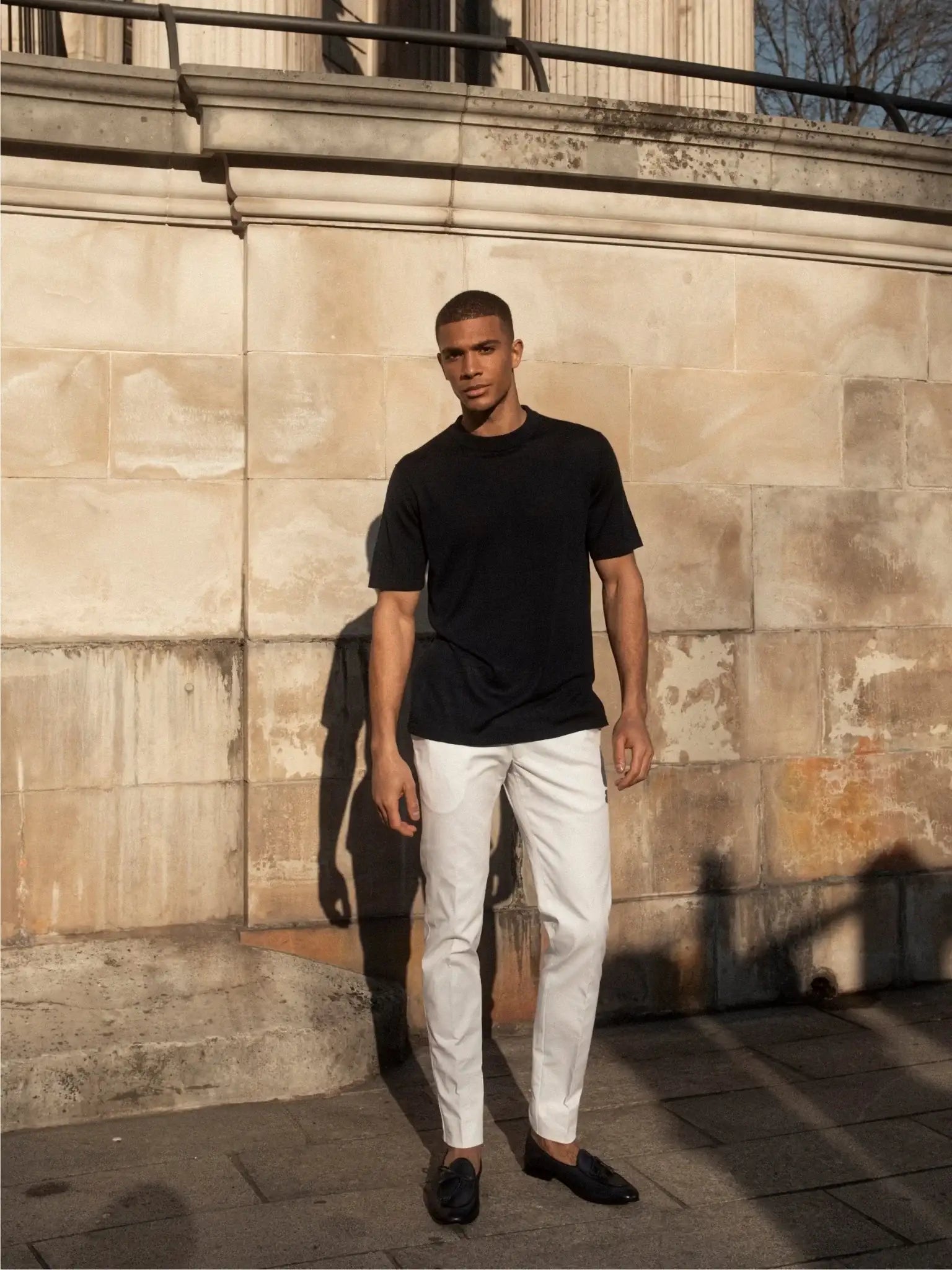 Black t-shirt made of natural silk and merino wool