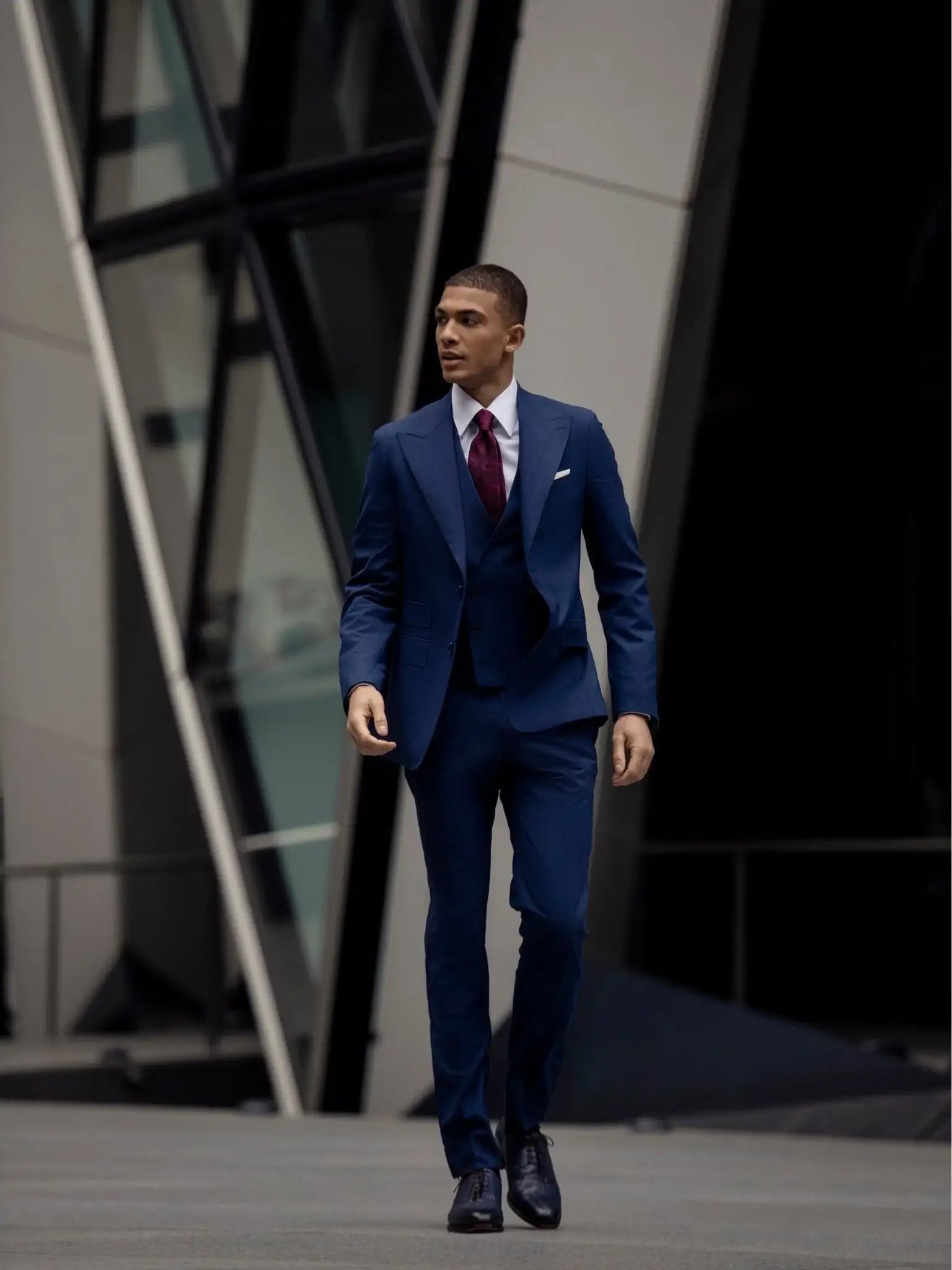 Costum tesatura Vitale Barberis, trei piese navy texturat