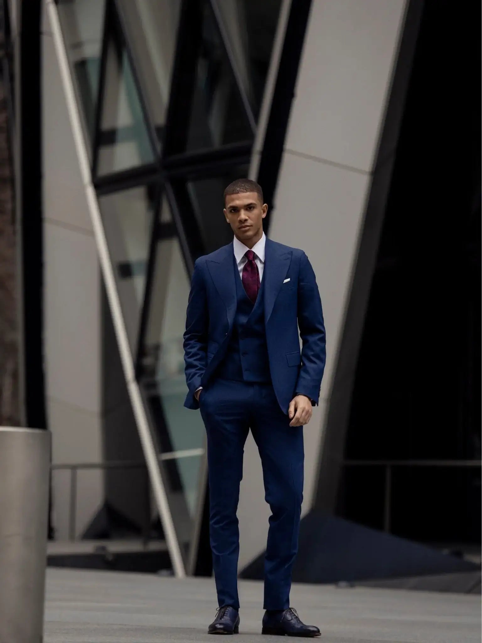 Costum tesatura Vitale Barberis, trei piese navy texturat