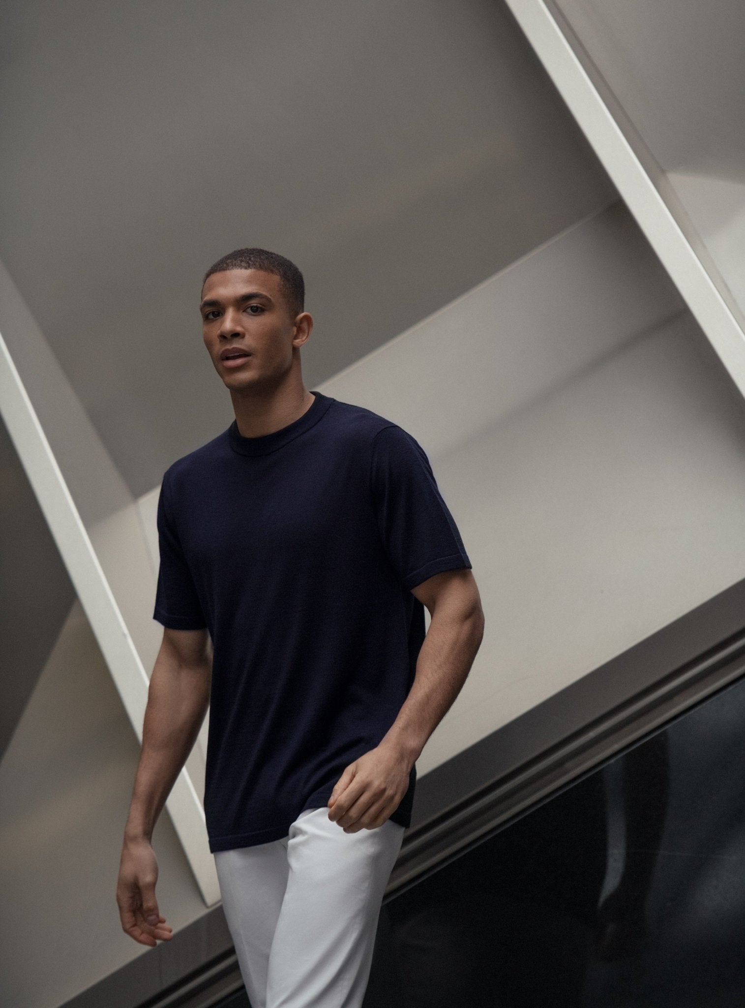 Tricou navy din matase naturala si lana merino - Viggo