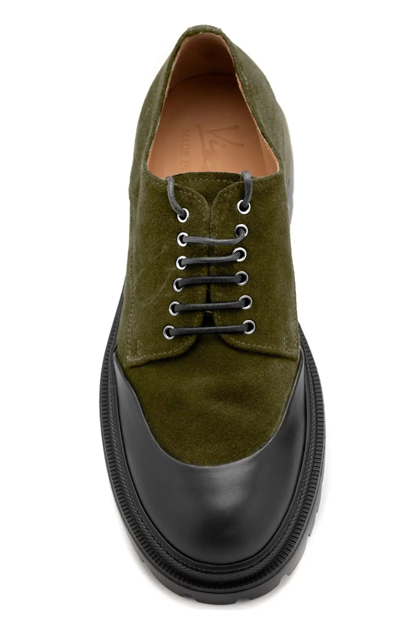 Pantofi derby khaki cu talpa trekking