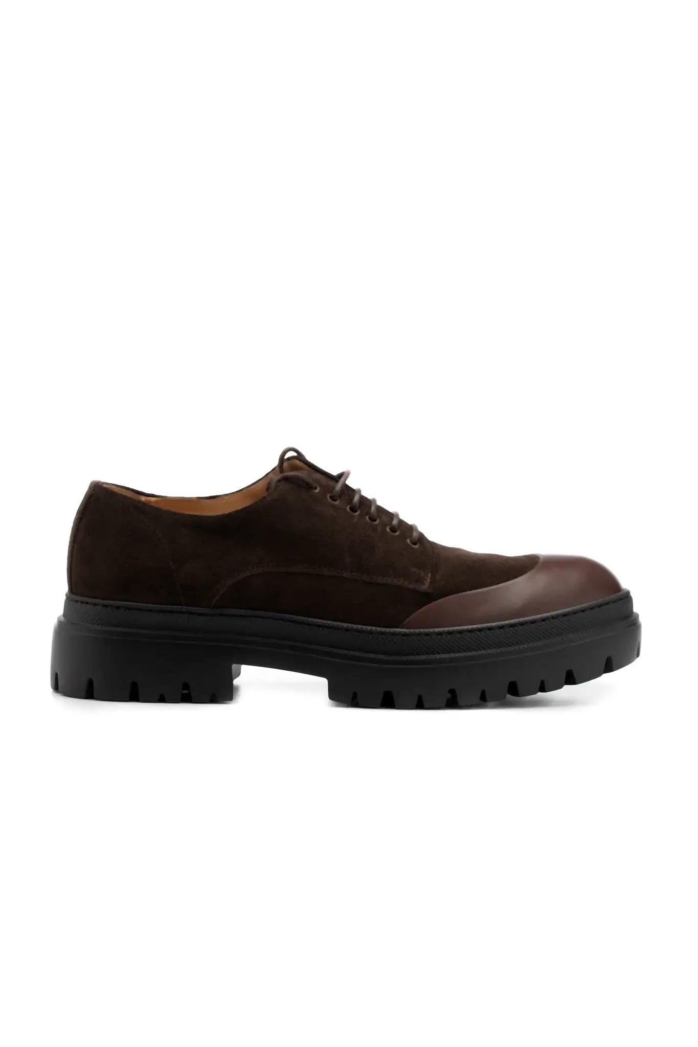 Brown derby shoes with trekking sole
