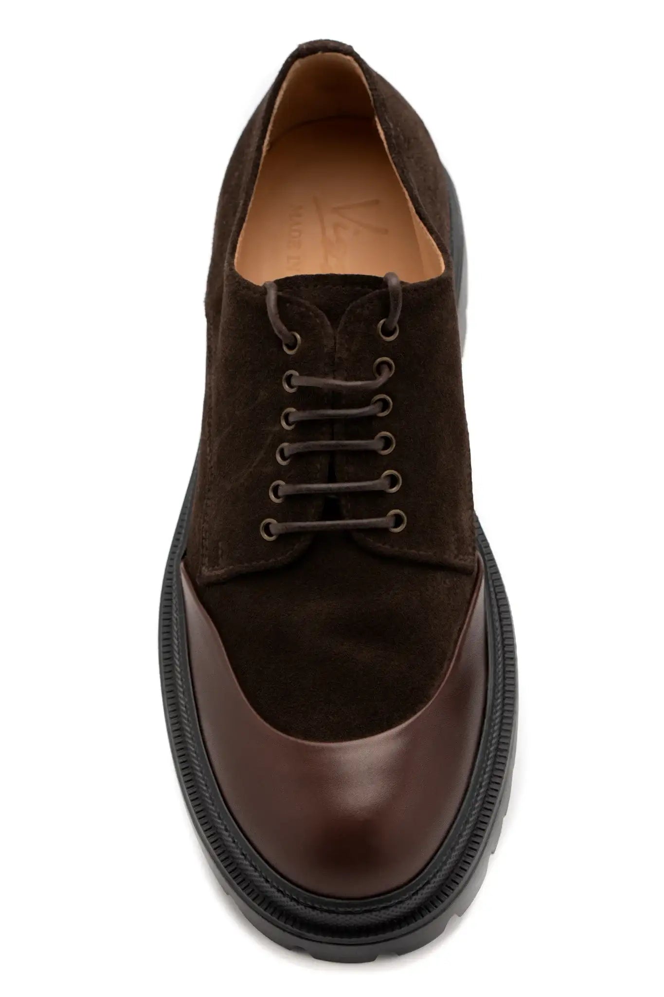 Brown derby shoes with trekking sole