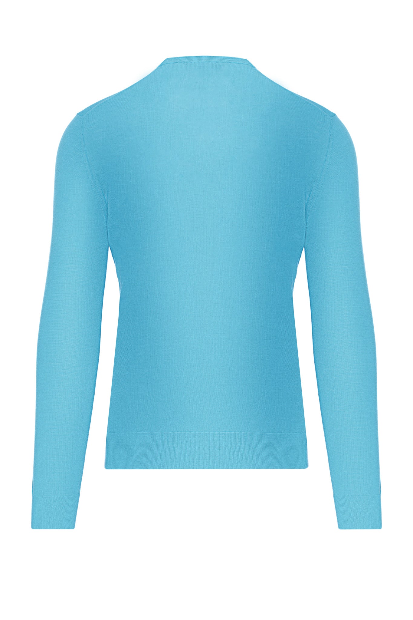 Pullover fin bleu din lana merino
