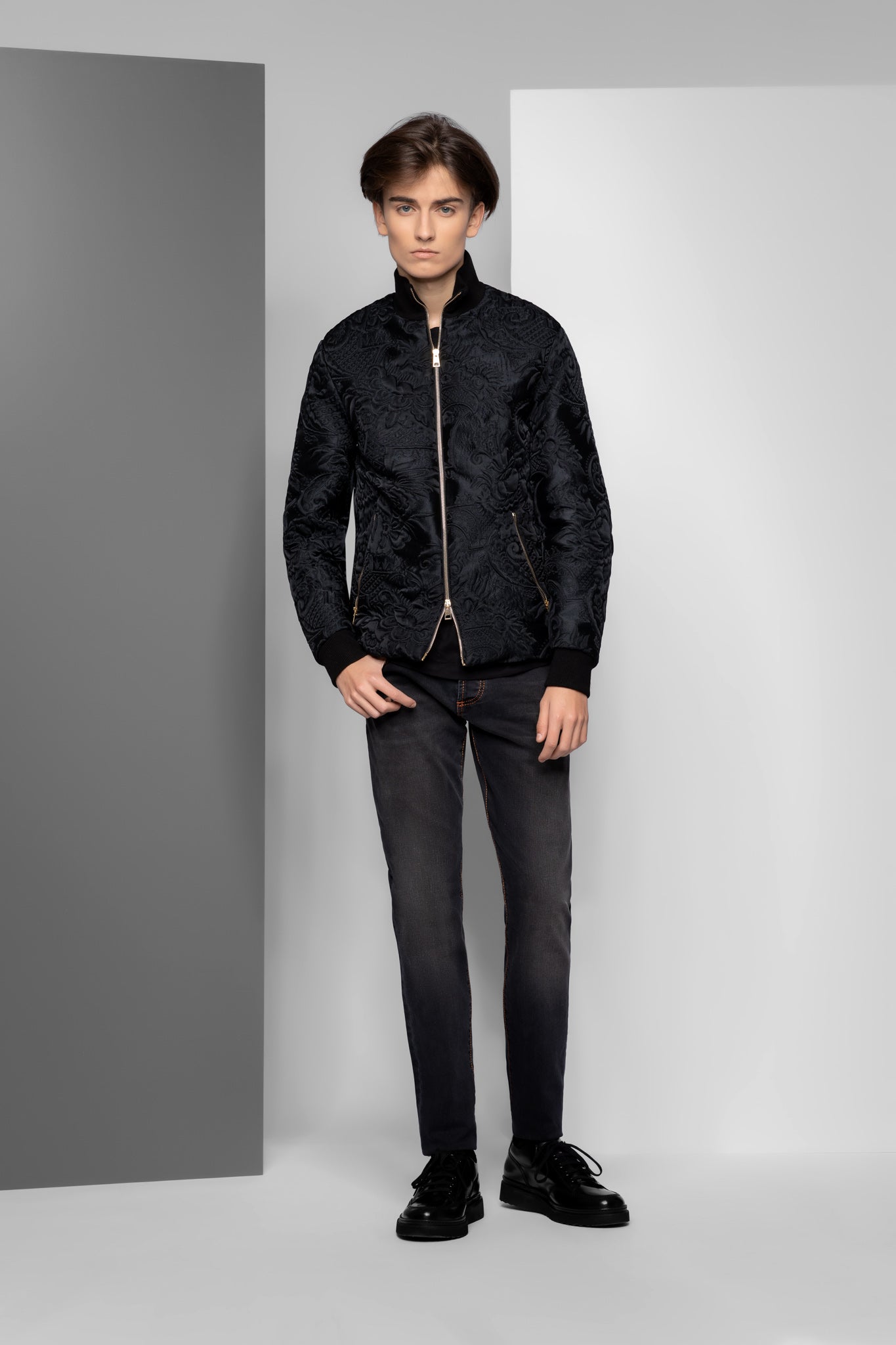 Jeans negru slim fit rose
