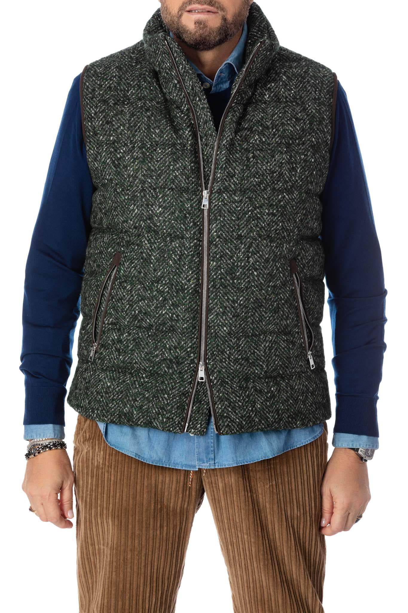 Vest made of virgin wool and goose down