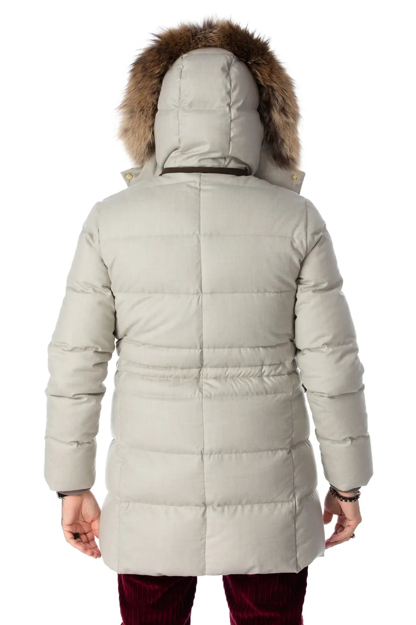 Waterproof parka made of virgin wool and down