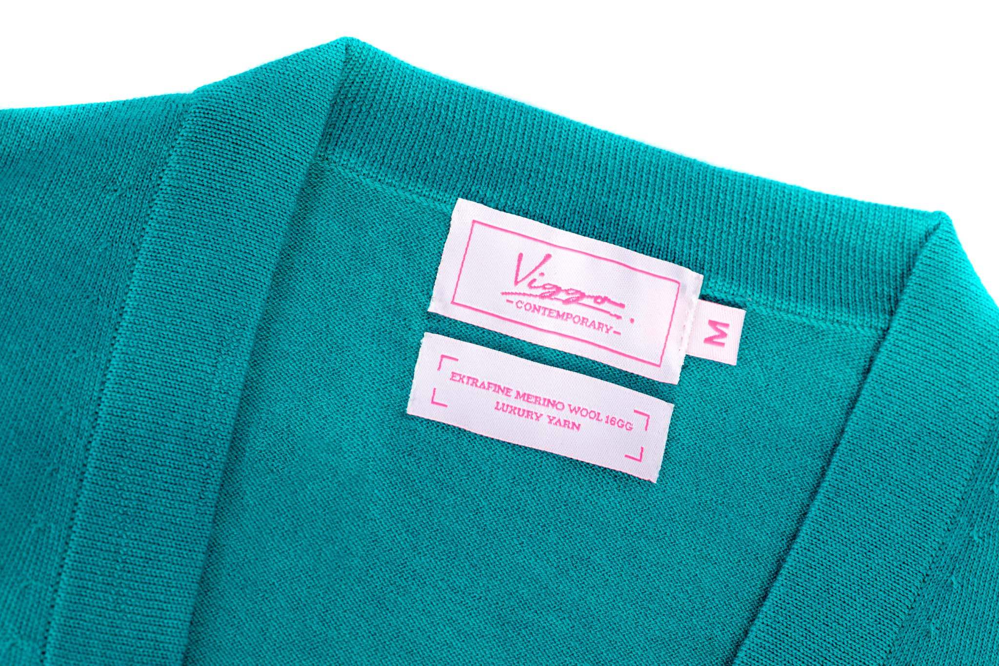 Cardigan turquoise din lana merino