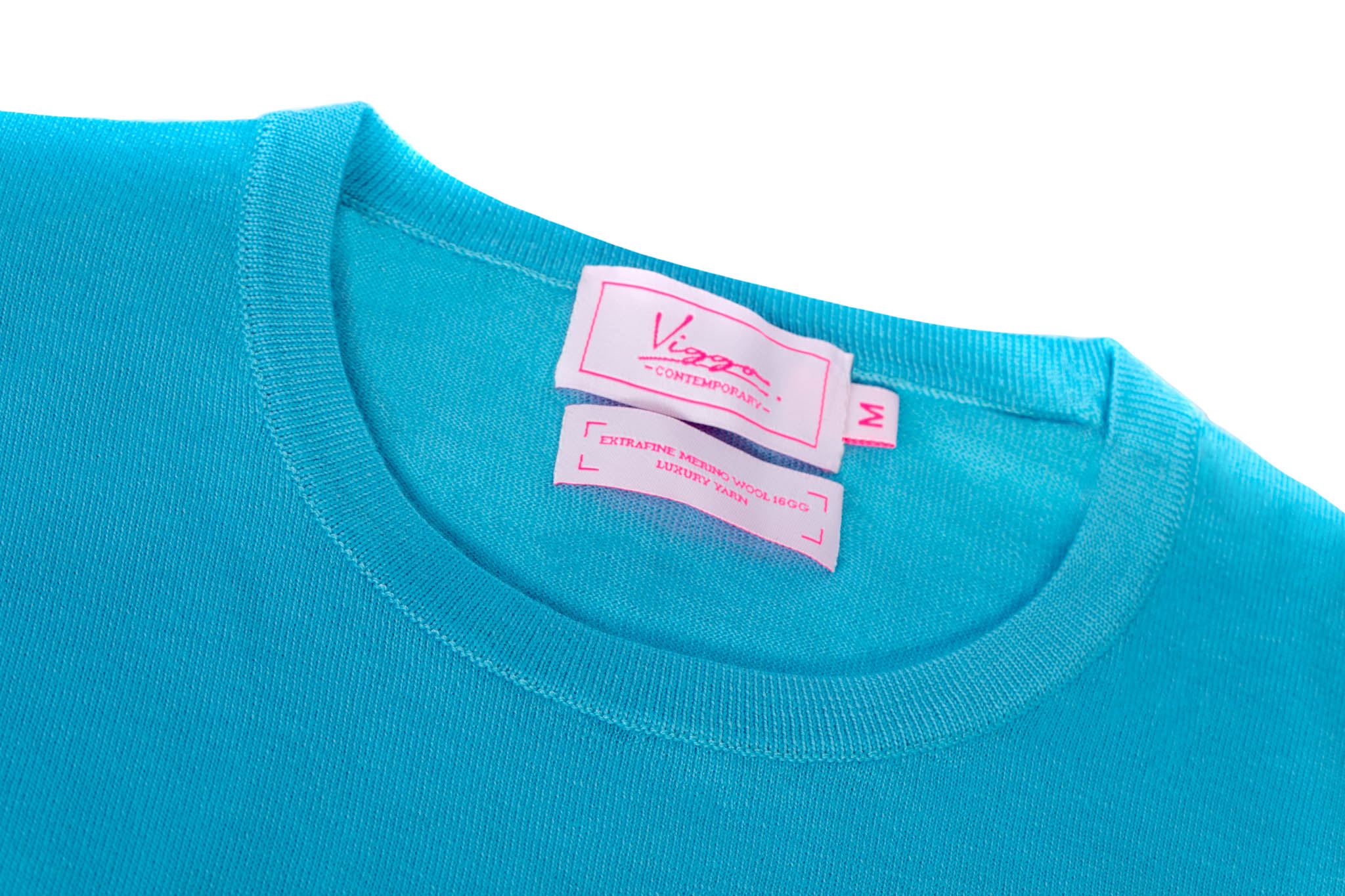Pullover fin bleu din lana merino