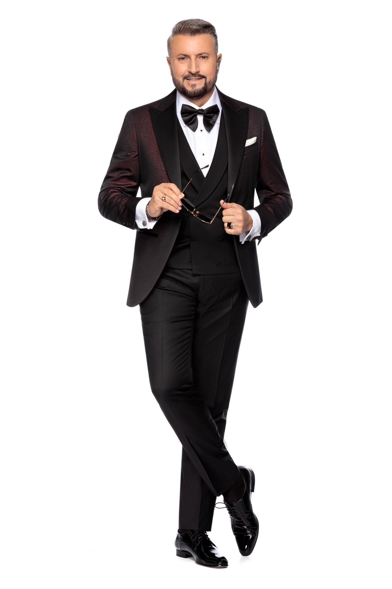 Sacou smoking bordeaux metalizat