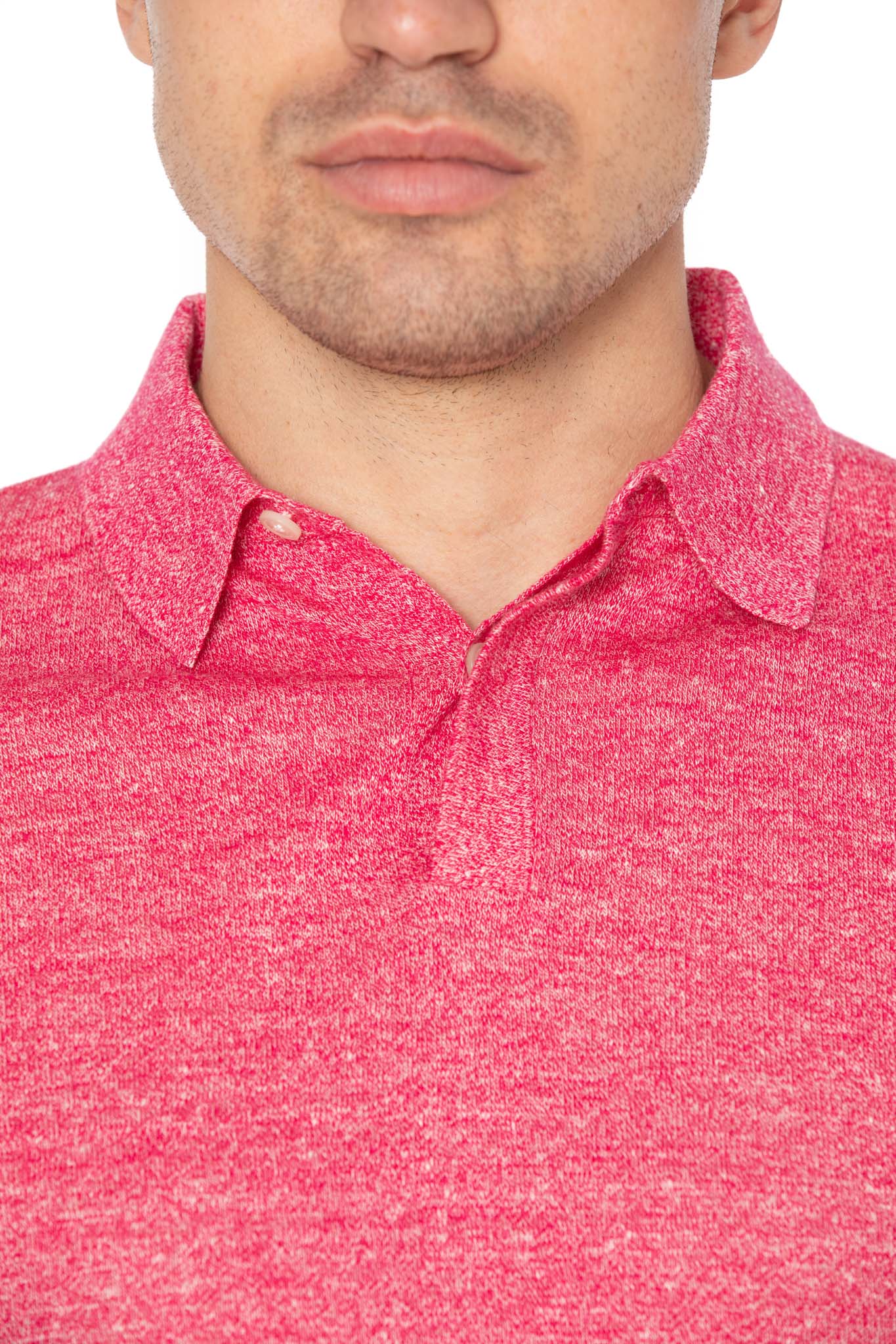 Tricou polo fucsia din lana merino si in