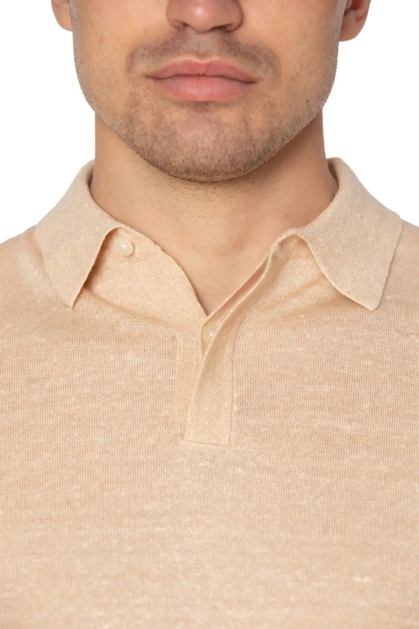 Polo shirt in merino wool and linen