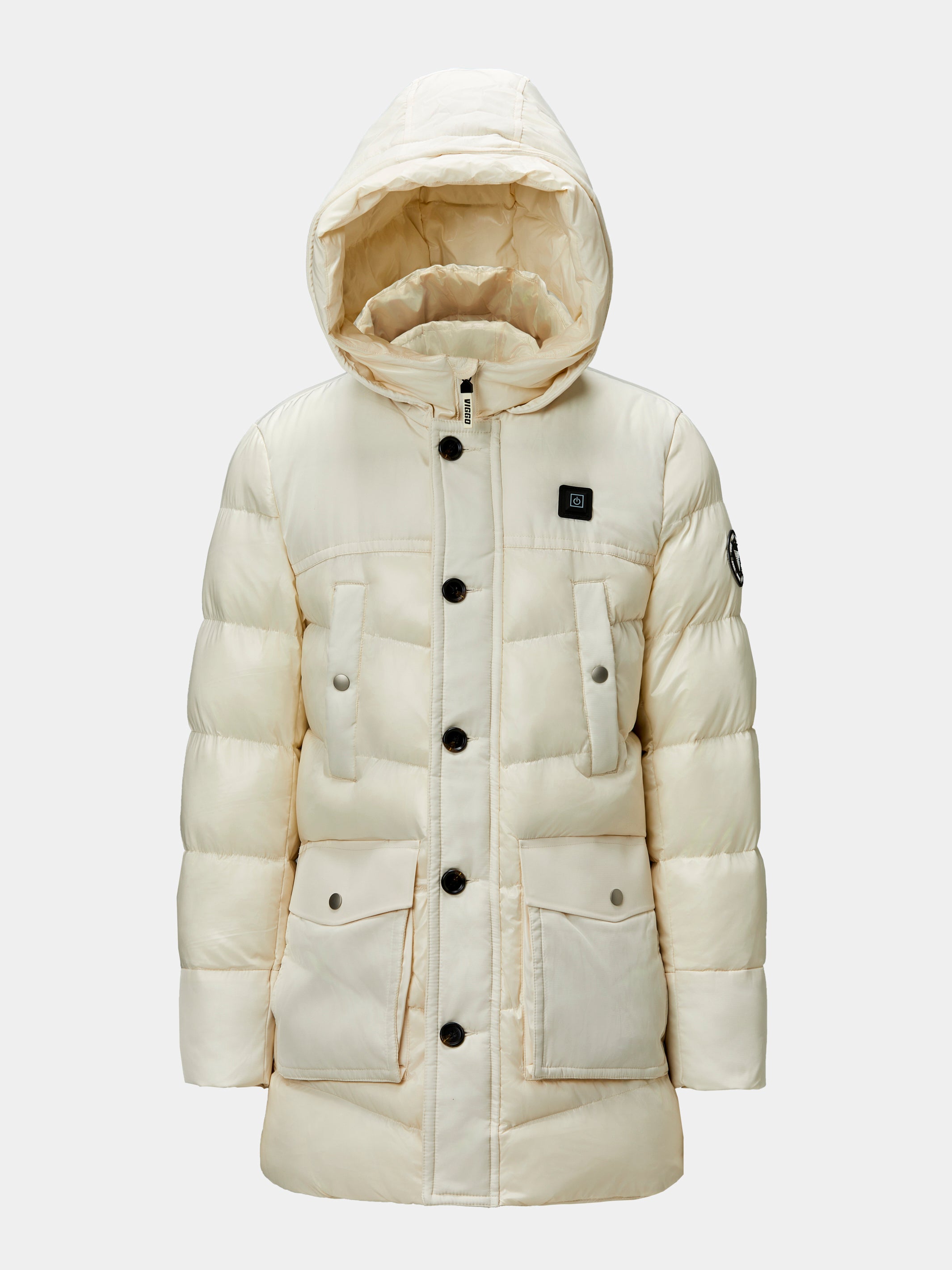 Long white jacket, with heating