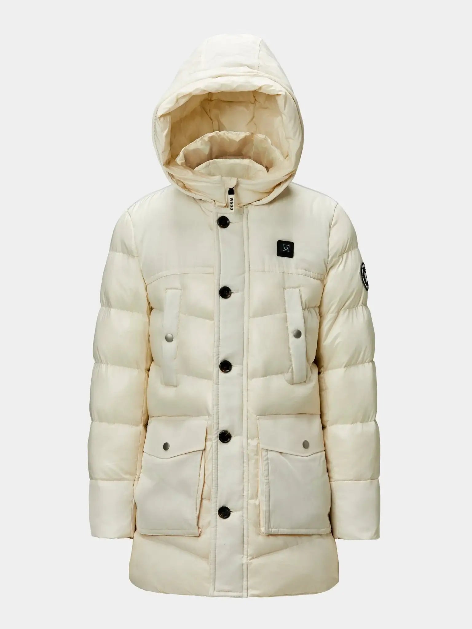 Geaca alba lunga, cu incalzire