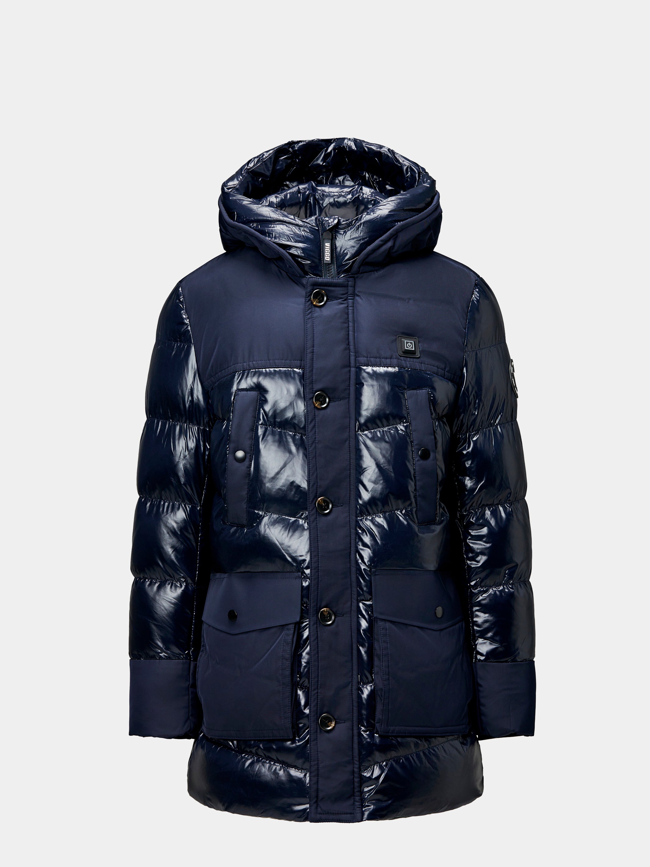 Long navy jacket, with heating