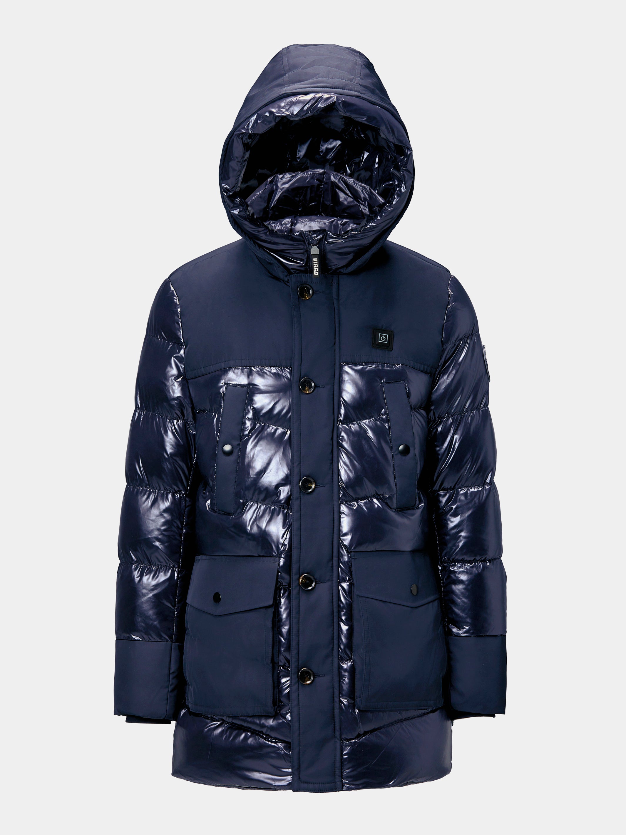 Long navy jacket, with heating