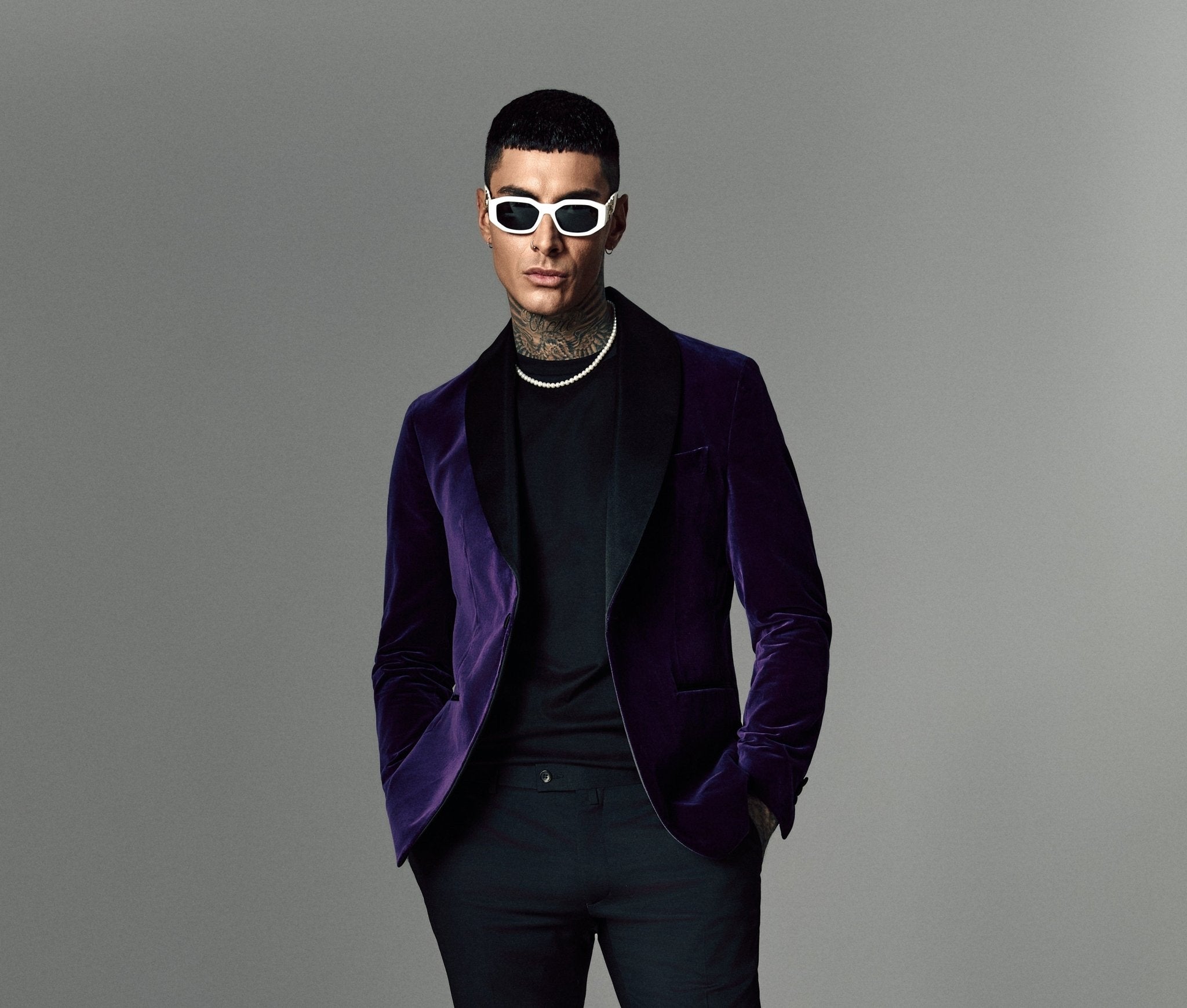 Sacou smoking din catifea mauve - Viggo