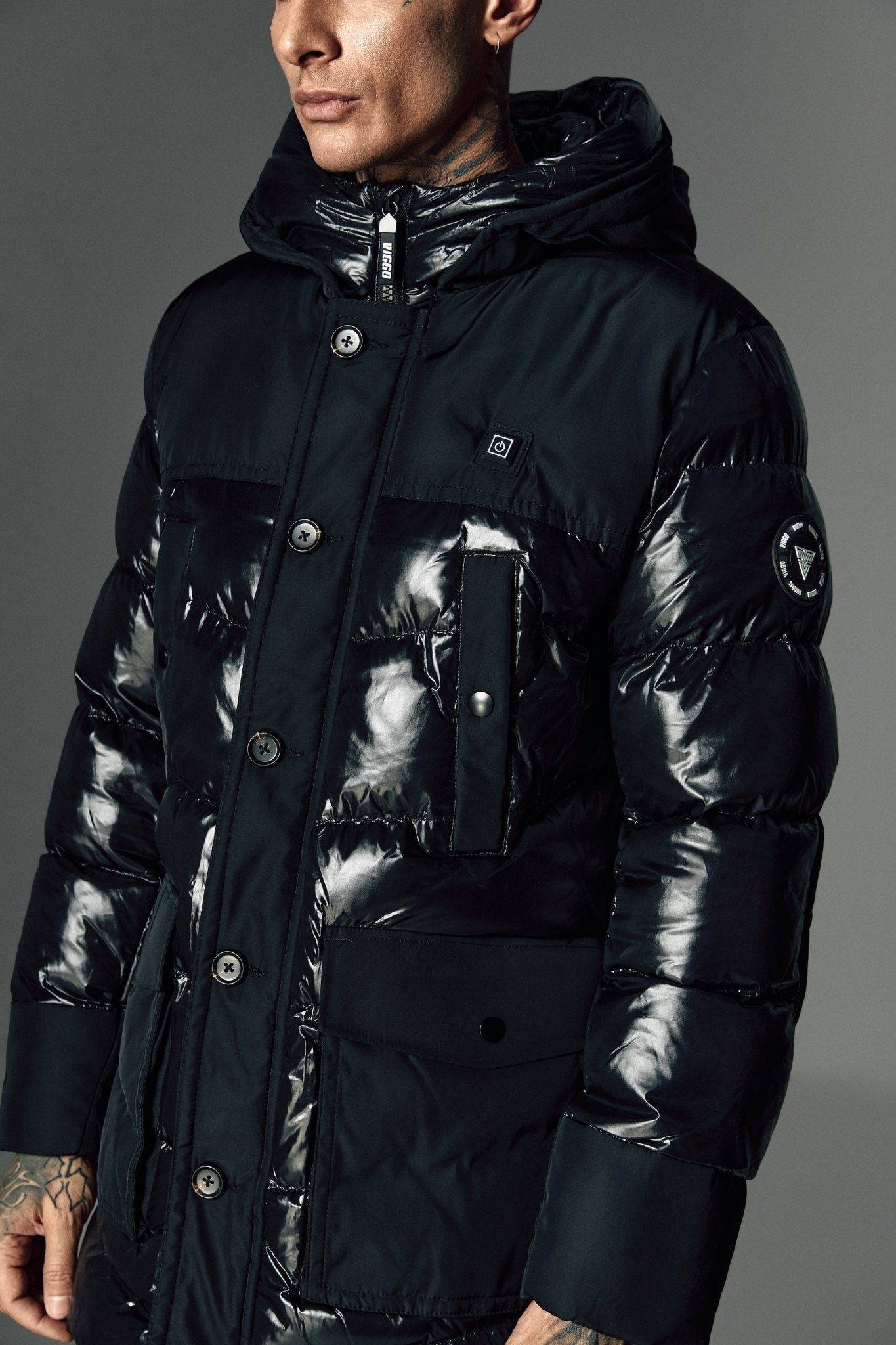 Geaca neagra lunga, cu incalzire - Viggo