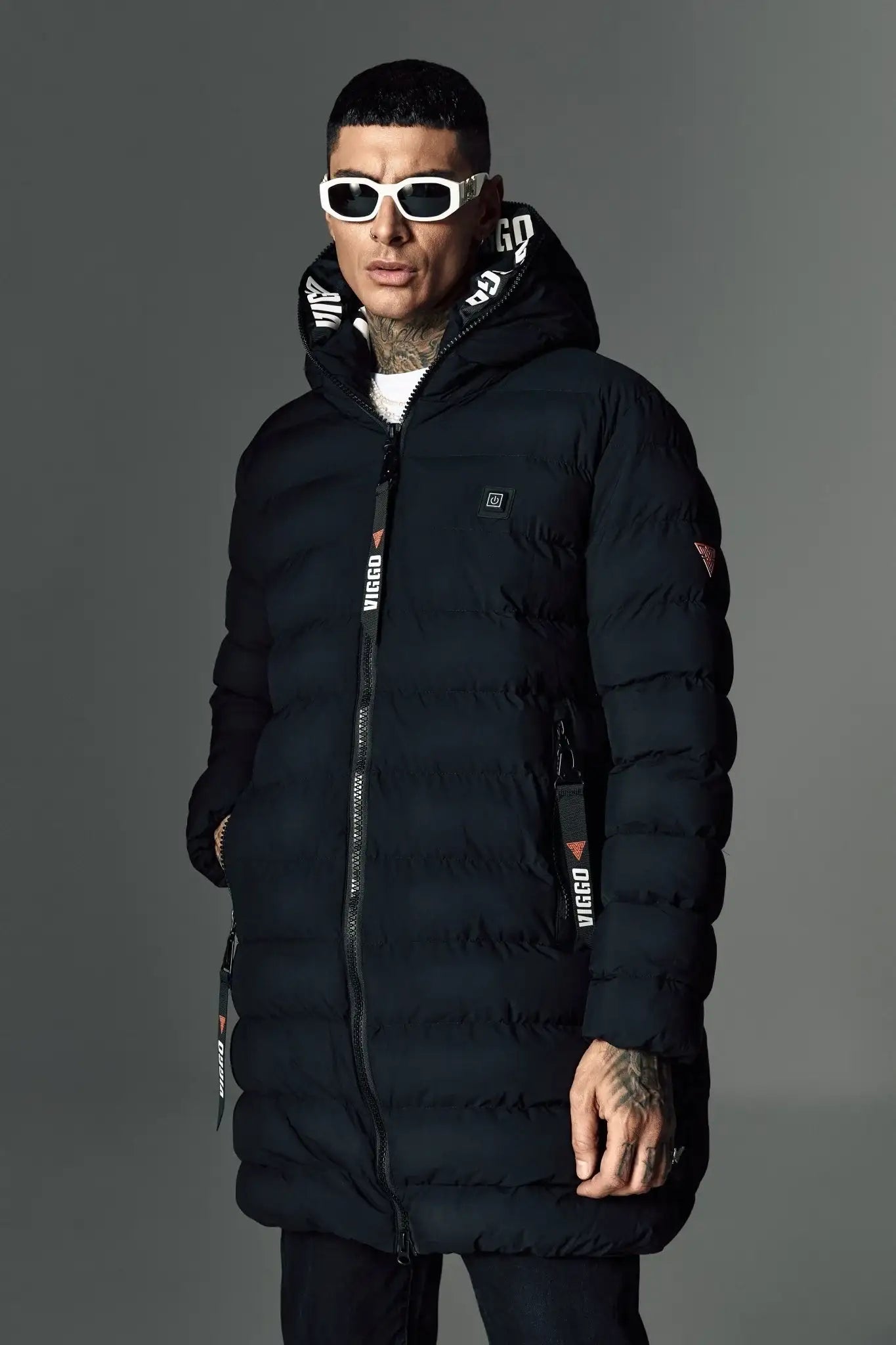 Geaca neagra lunga cu incalzire si accesorii detasabile - Viggo