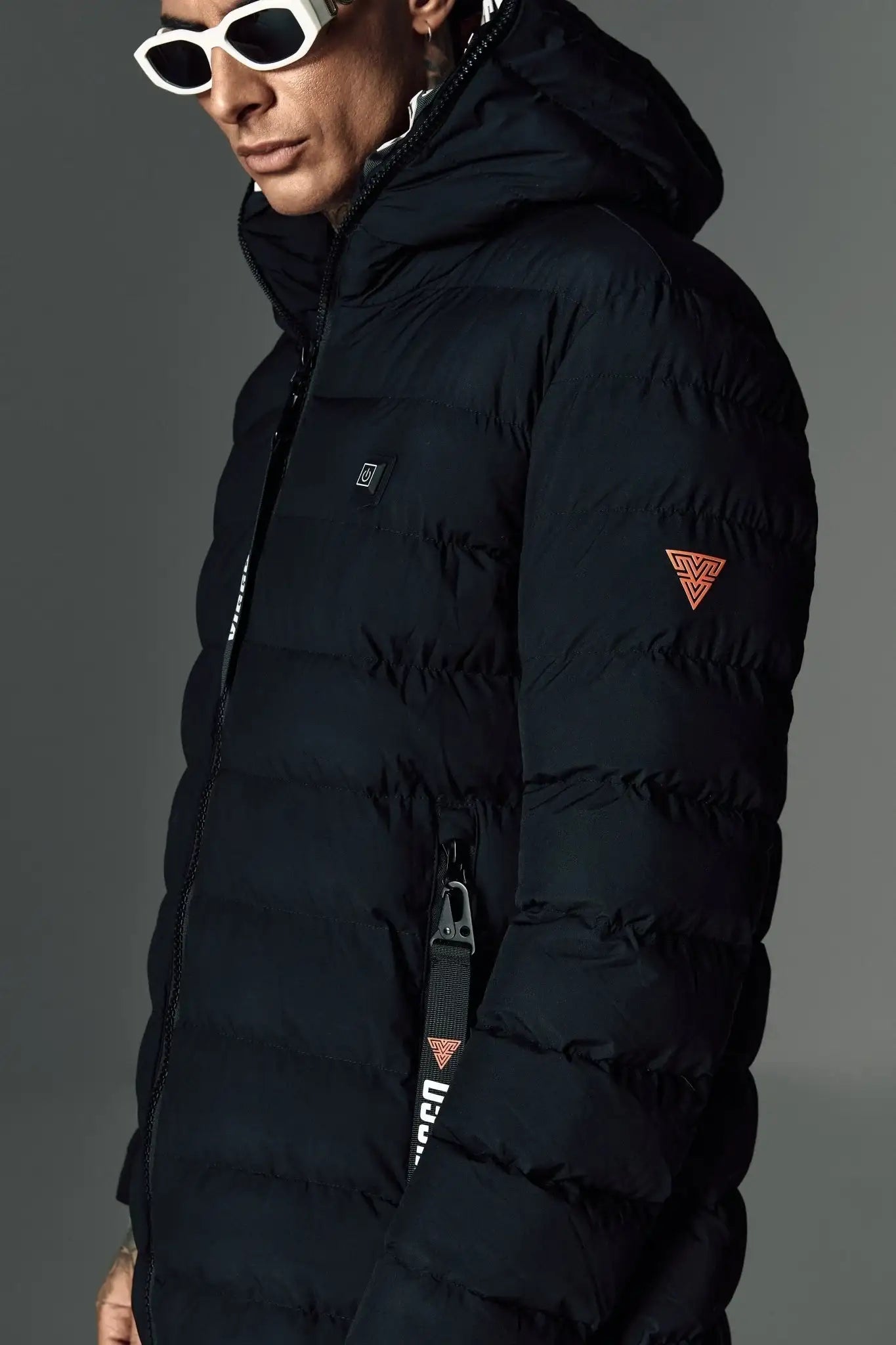 Geaca neagra lunga cu incalzire si accesorii detasabile - Viggo