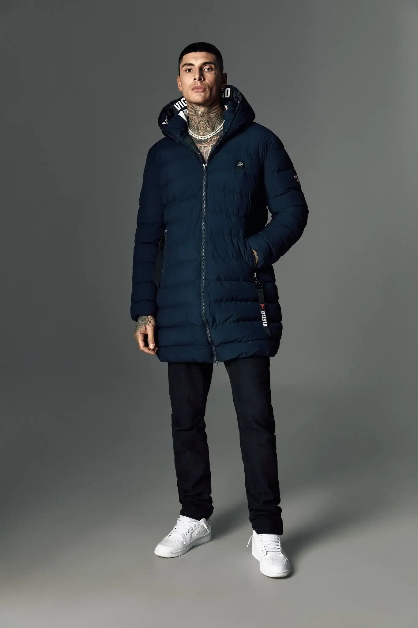 Geaca navy lunga cu incalzire si accesorii detasabile - Viggo