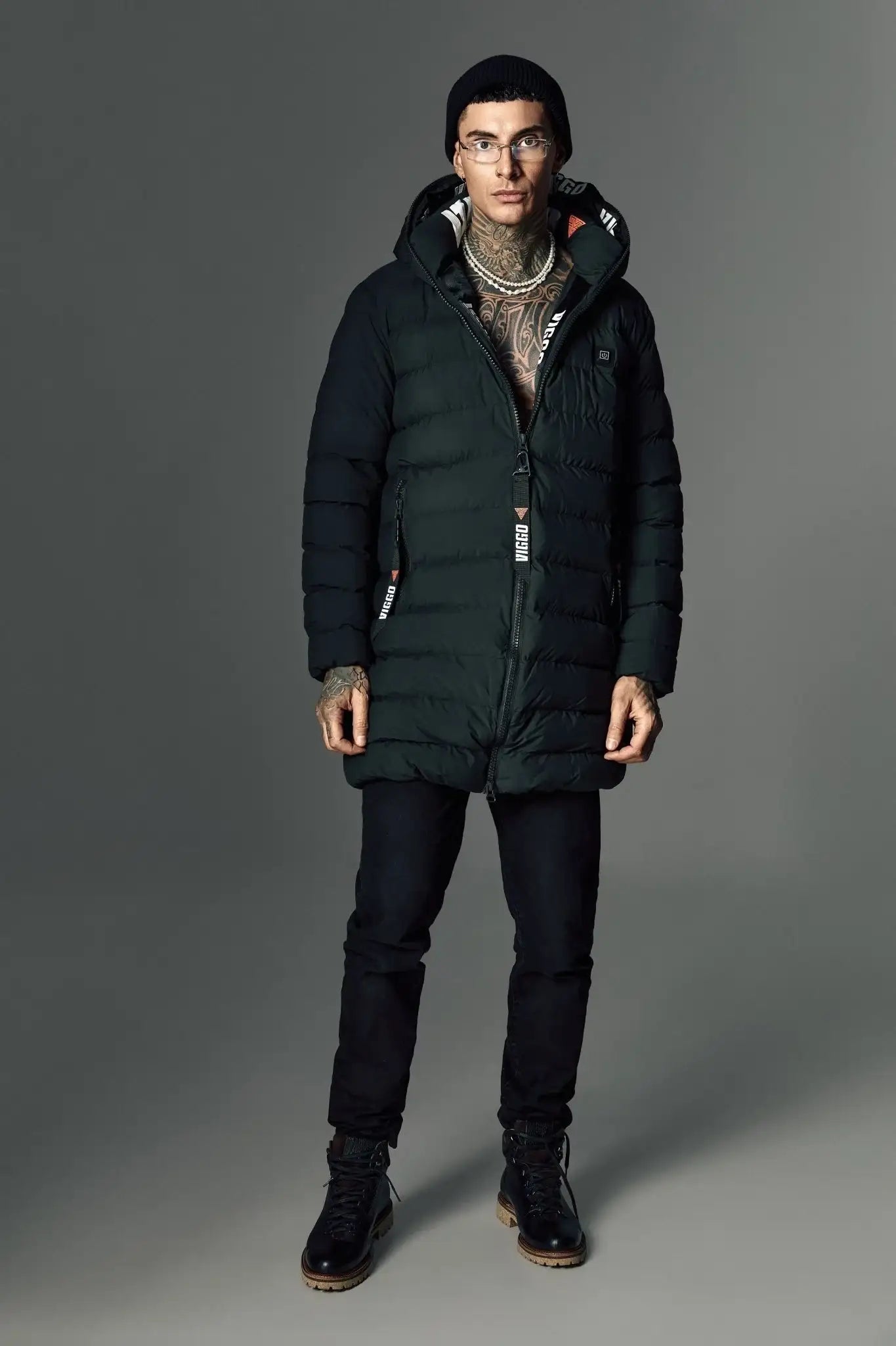 Geaca khaki lunga cu incalzire si accesorii detasabile - Viggo