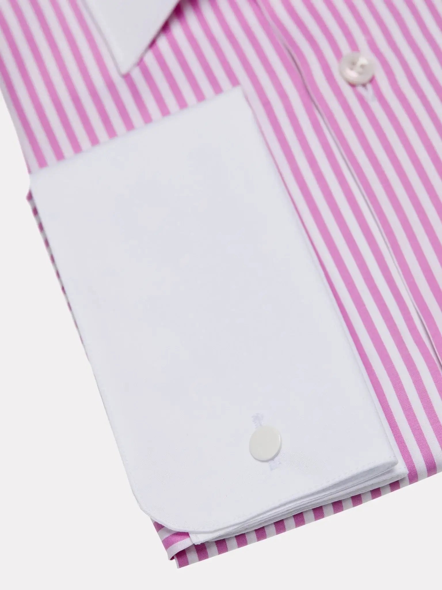 White shirt with pink stripes, button cuffs