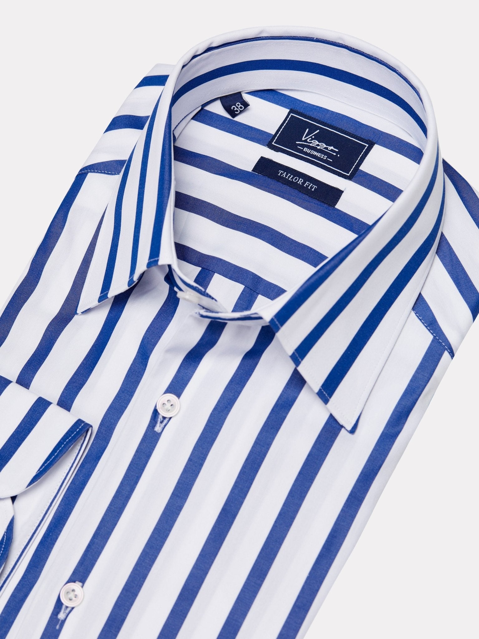 Camasa alba cu dungi late albastre - Viggo