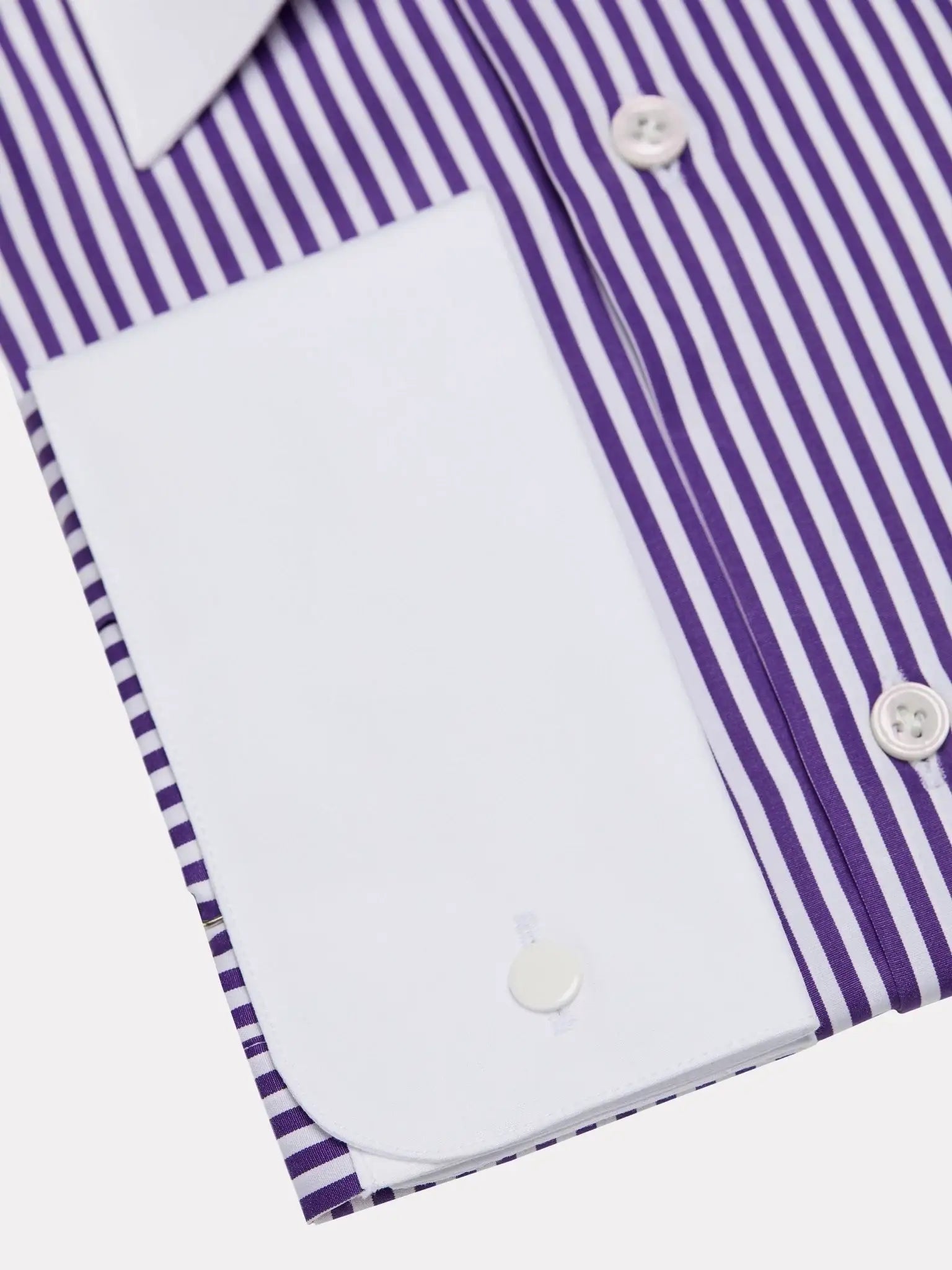 Camasa alba cu dungi mov, mansete de butoni