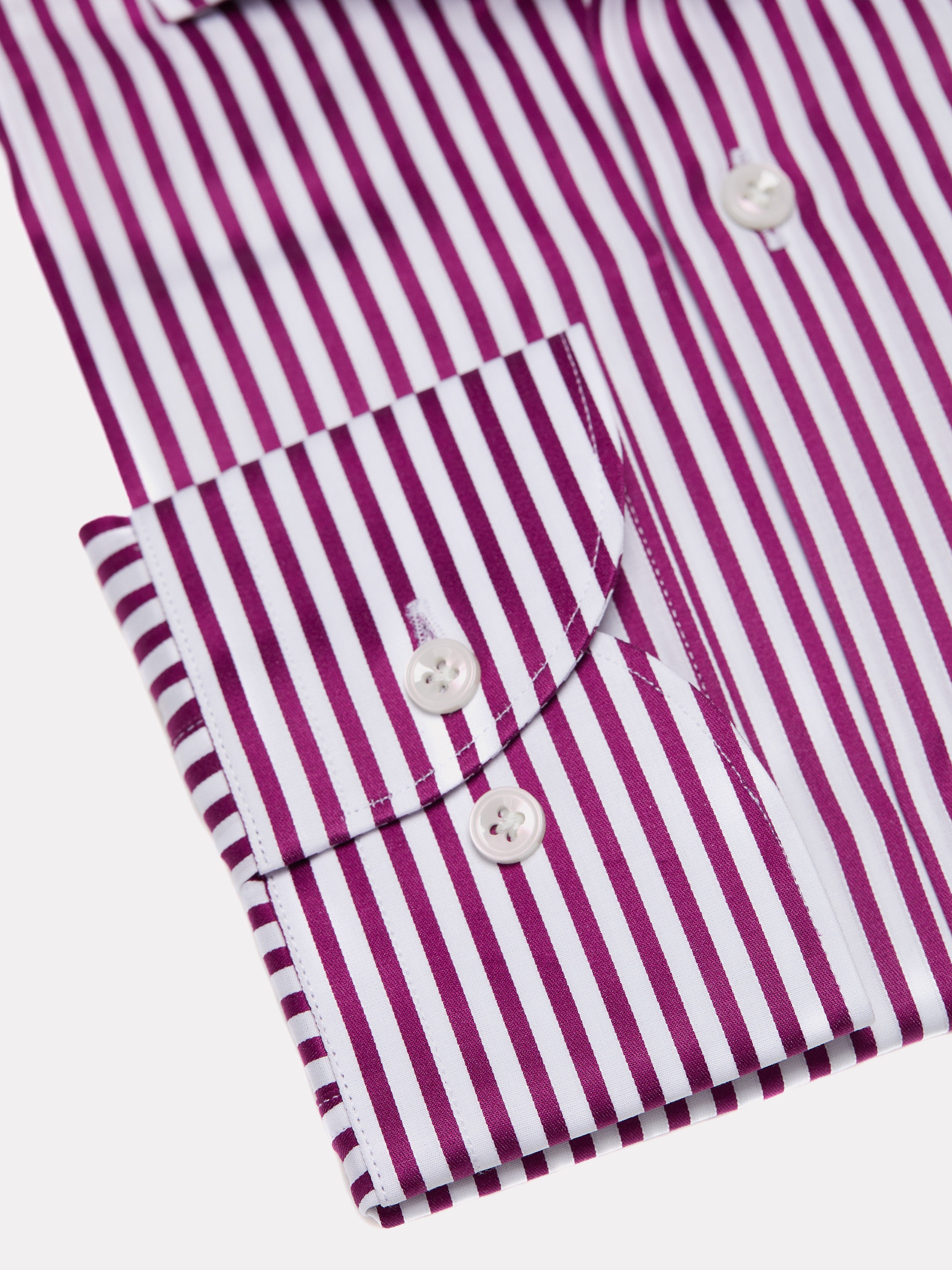White royal bio shirt with fuchsia stripes