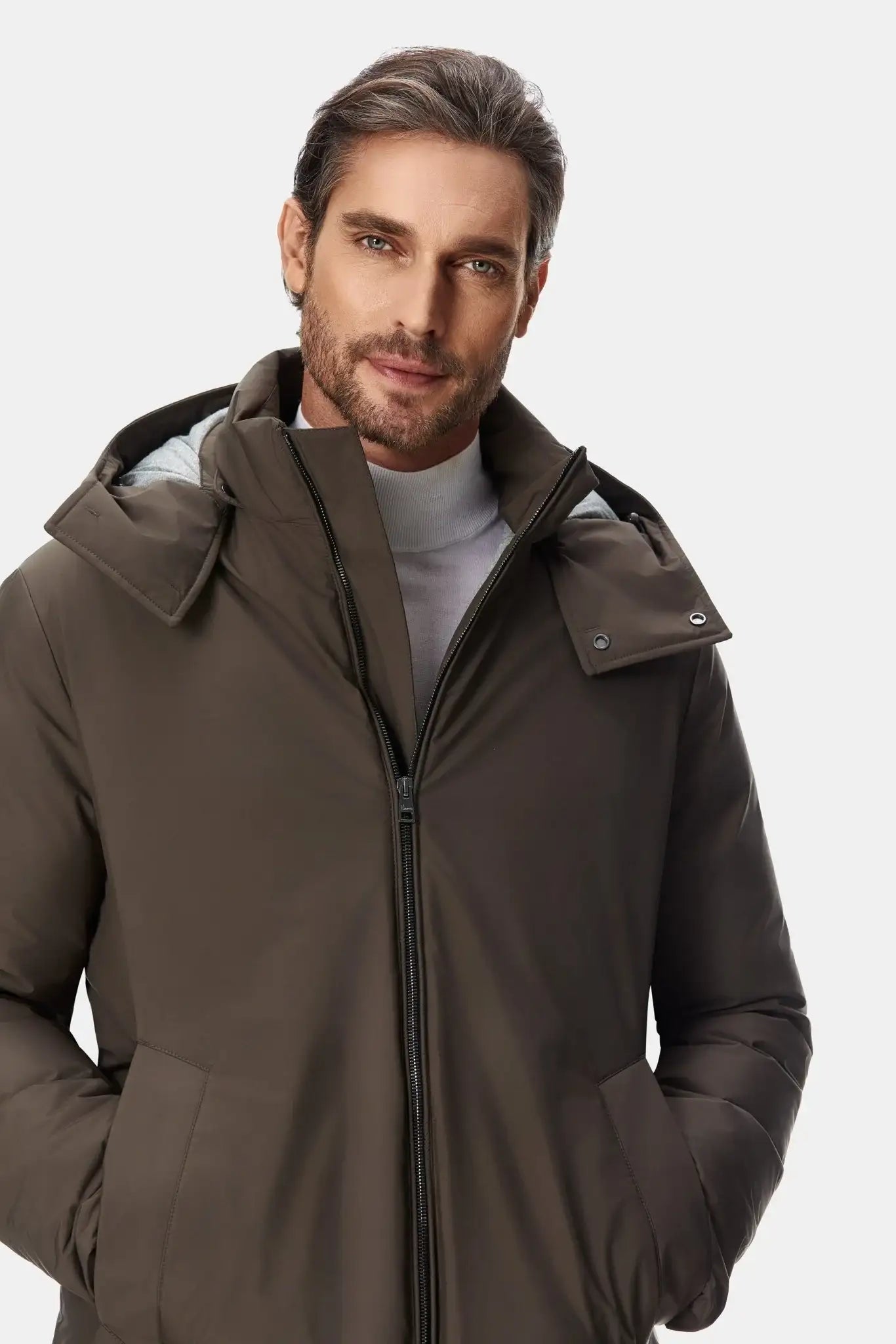 Parka taupe din puf - Viggo