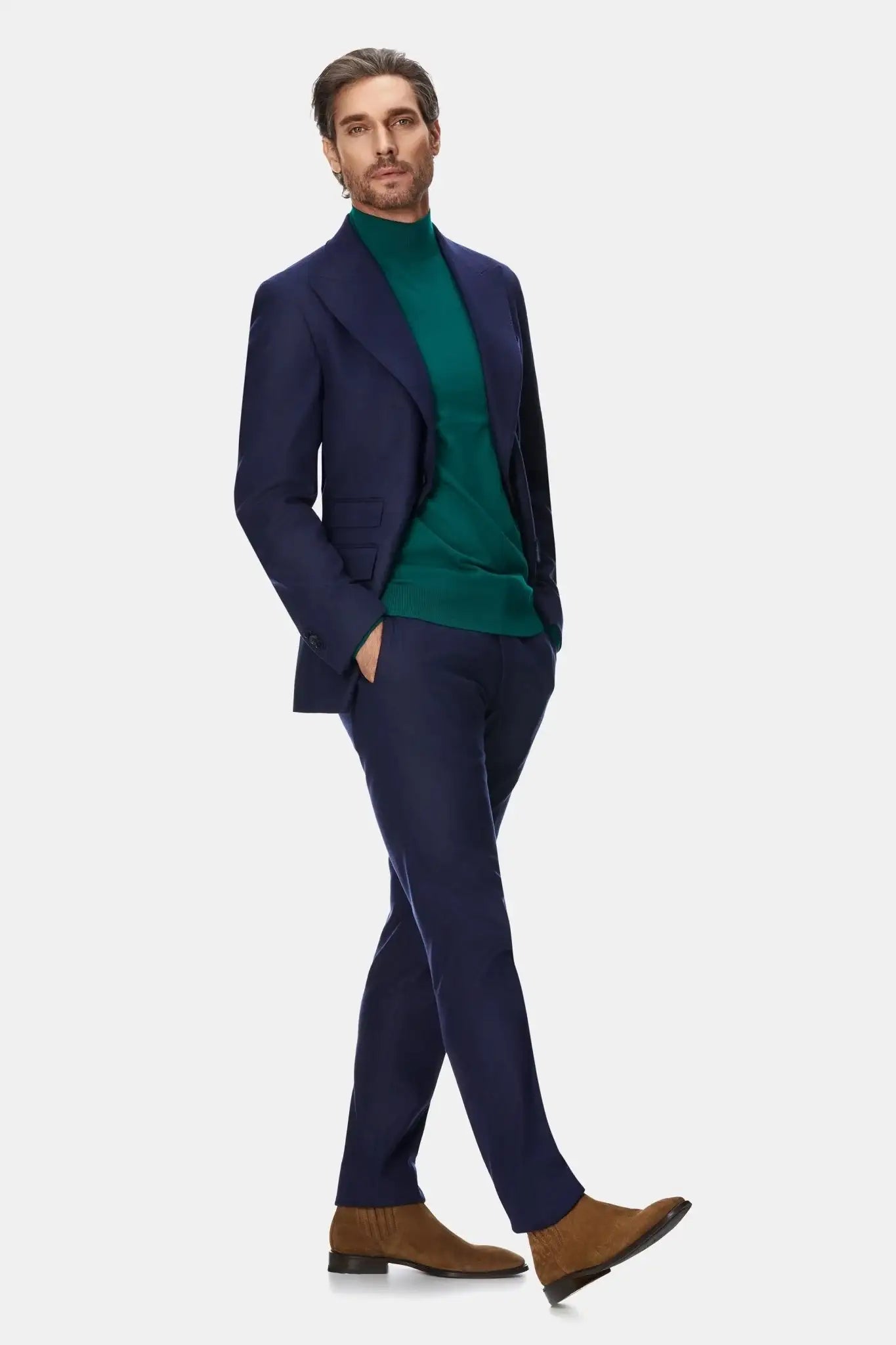 Green 16 GG merino wool high neck sweater